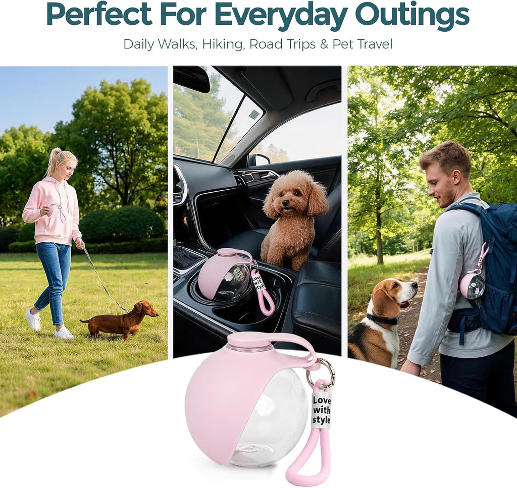 Portable 10oz Dog Water Bottle, Leakproof Cup with Folding Silicone Bowl