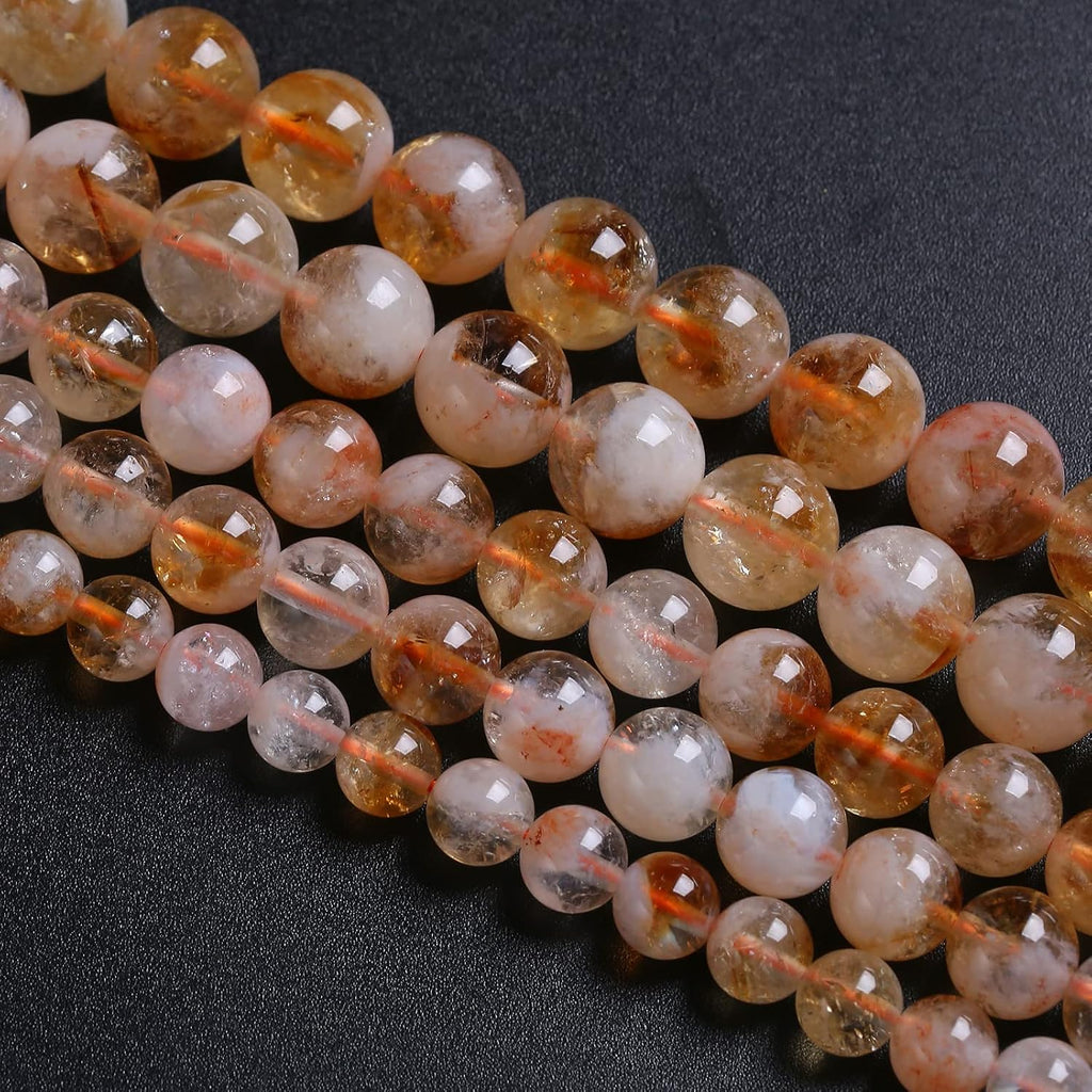 10MM 38PCS Natural Stone Citrine A Grade Quartz Crystal Loose Beads for Jewelry Making DIY Bracelet Necklace 1 Strand 15’’