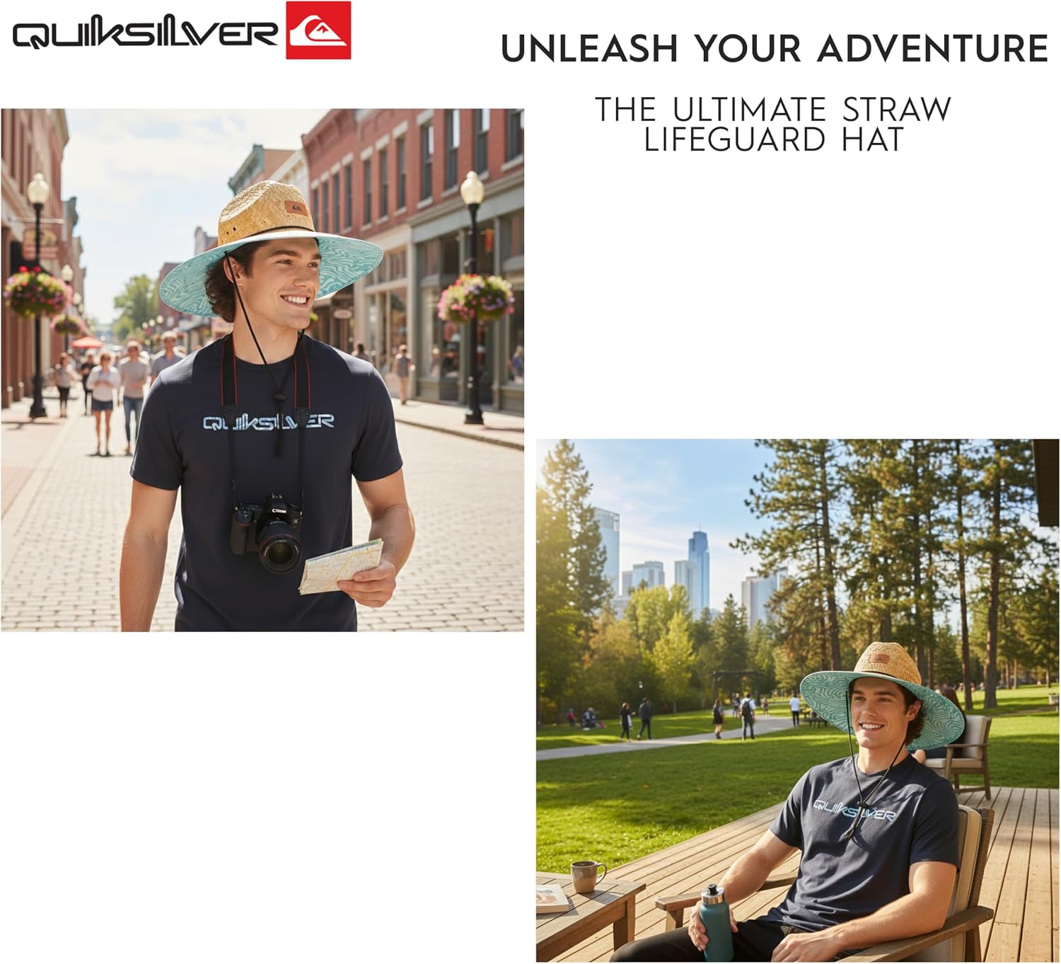 Quiksilver Men's Wide Brim Outdoor Lifeguard Straw Sun Hat