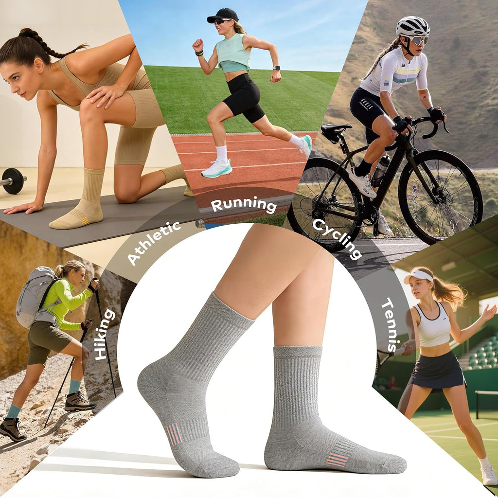 Gonii Women Athletic Cushioned Crew Socks 5 Pairs
