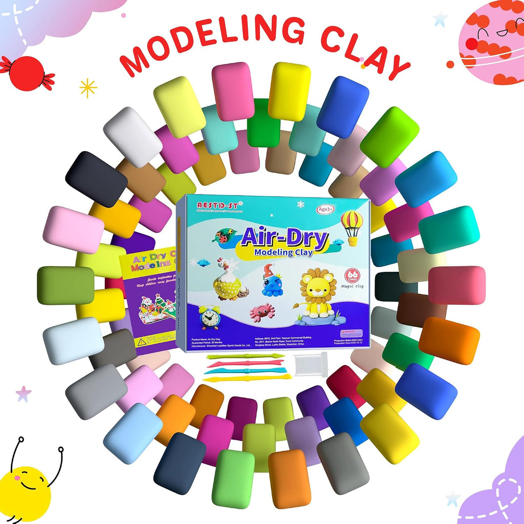 Aestd-ST Air Dry Clay 66 Colors, Modeling Clay for Kids, DIY Magic Clay