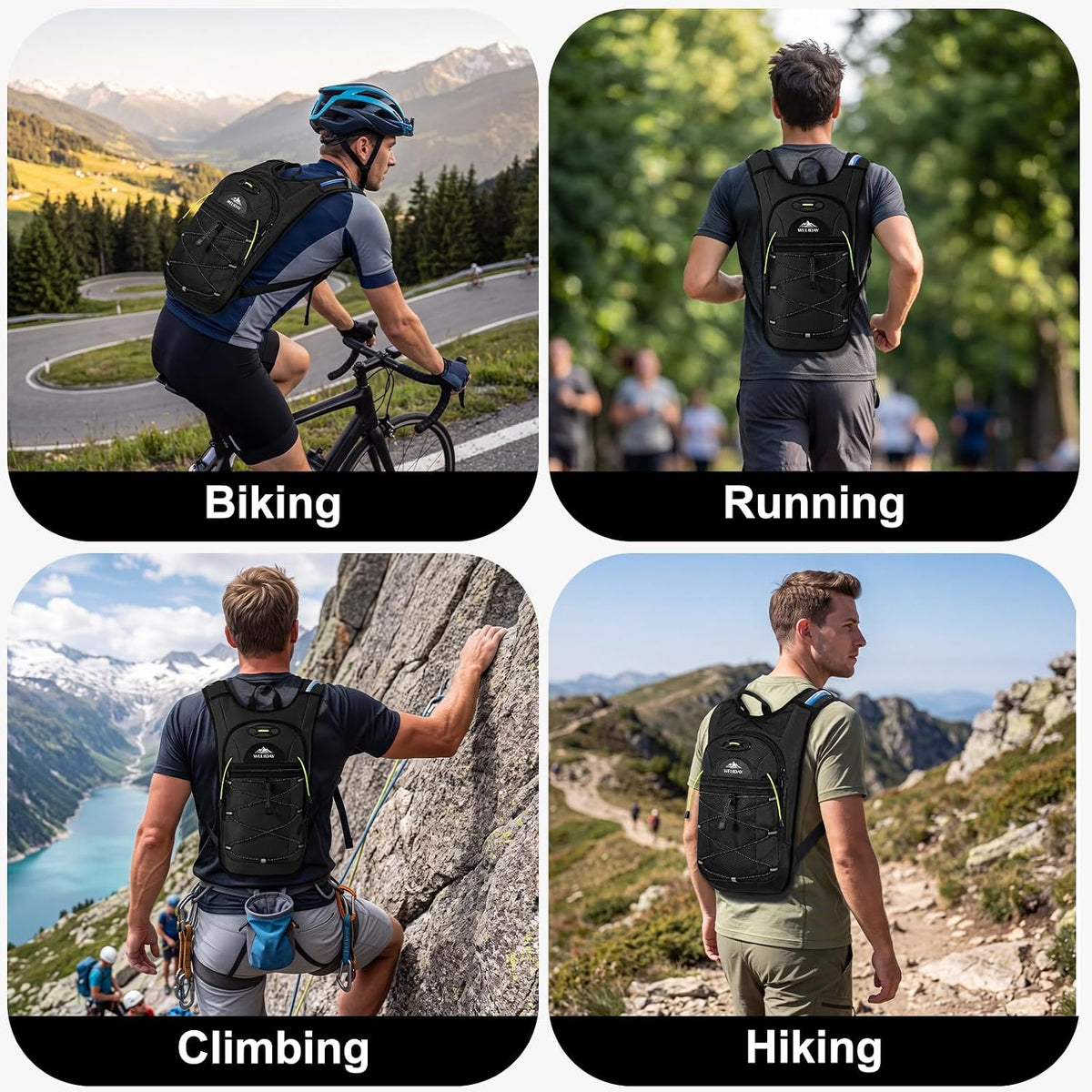 Lightweight Hydration Backpack with 2L Leak Proof Water Bladder