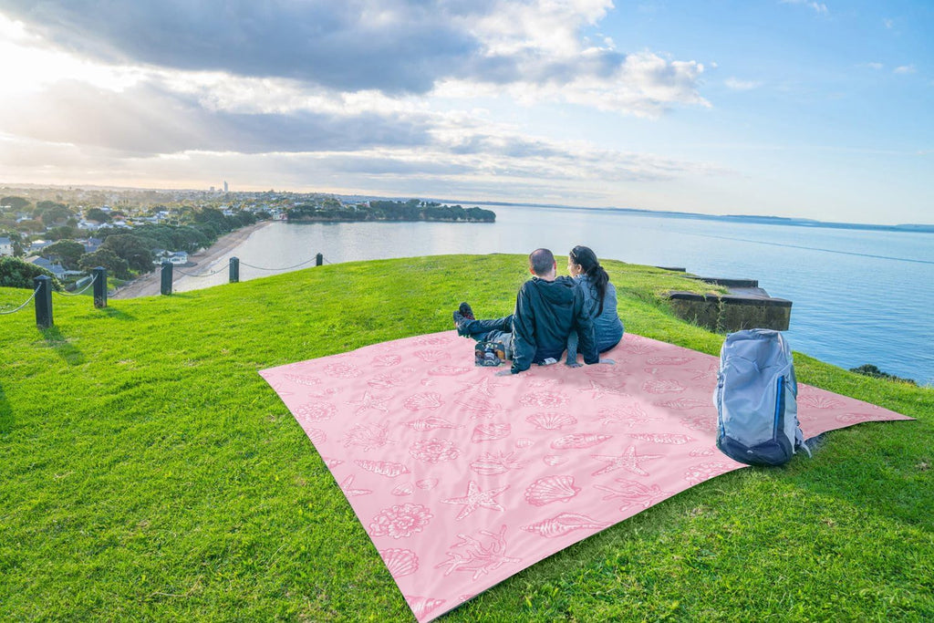 WEKAPO Beach Blanket Waterproof Sandproof Oversized, Extra Large Beach Mat Sand Free, Lightweight & Compact Sand Free Mat with 5 Stakes & 4 Corner Pockets