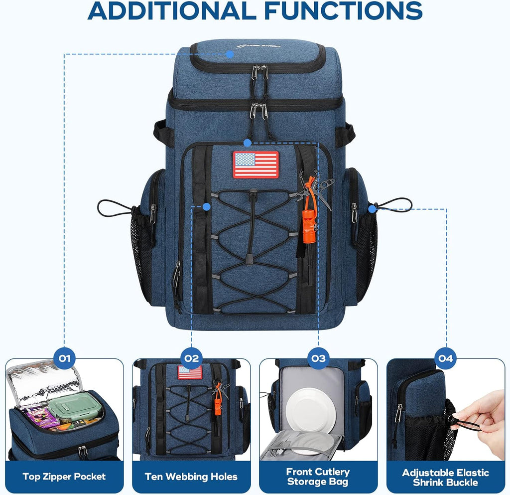 Maelstrom Cooler Backpack,50 Can Insulated Soft Backpack Cooler,Portable Lightweight Leakproof Cooler Bag,Large Capacity Beach Cooler,Waterproof Lunch Backpack for Men Women
