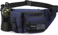 Tactical Fanny Pack，Military Waist Bag Hip Belt Bumbag Utility Bags for Fishing Hiking Hunting with Mesh Water Bottle Holder Pouch (DarkBlue)
