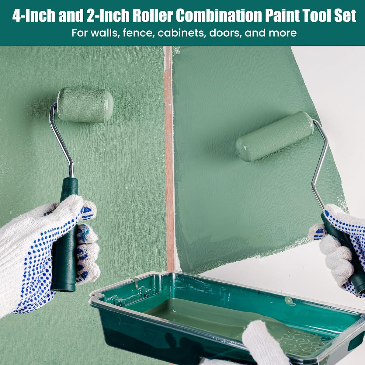 Paint Roller Kit, 19 Pack, 4"2" Small Foam Roller, Paint Brush