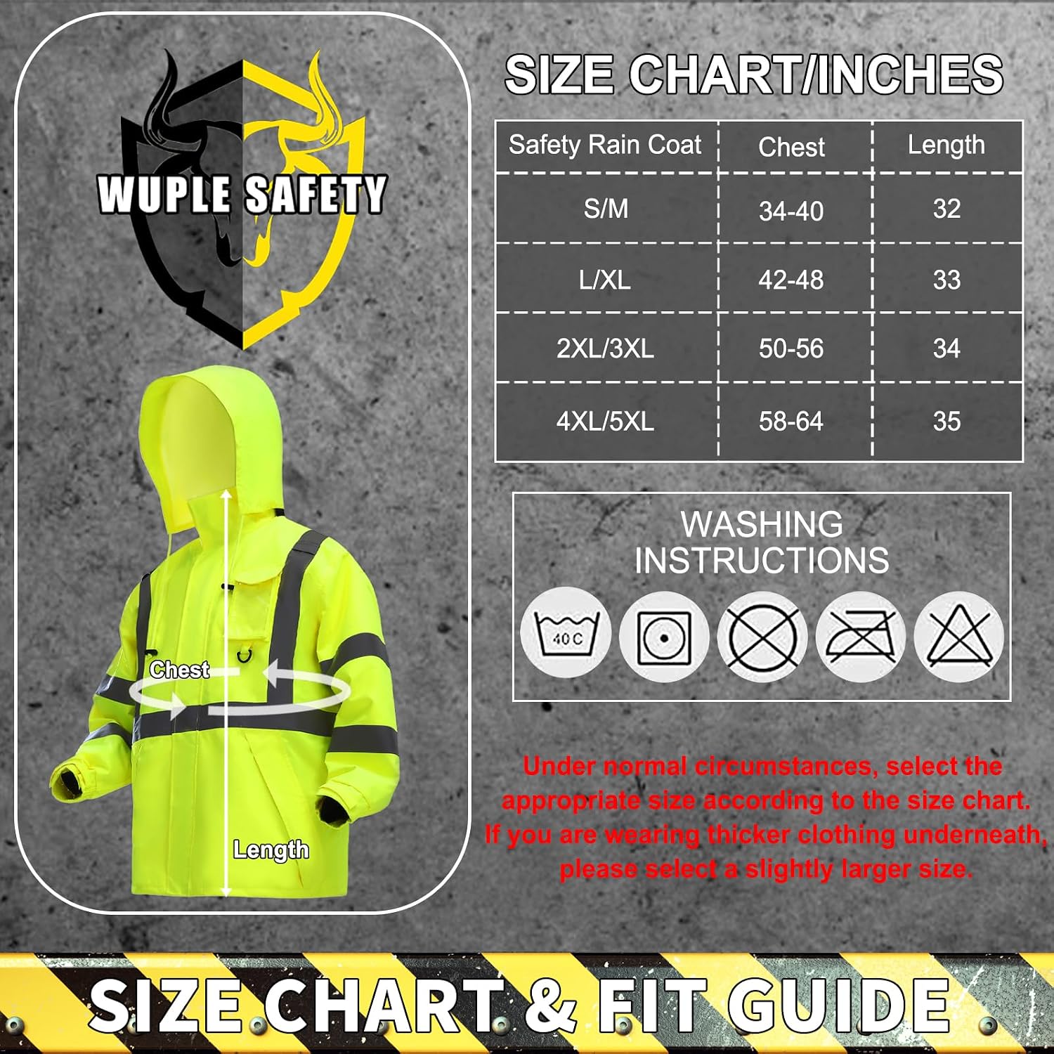 Rain Suits for Men Waterproof，Class 3 Hi Vis Rain Gear with Collapsible Hood， Breathable Safety Rain Jacket with Inner Mesh Lining and pocket，Reflective Waterproof Pants L/XL