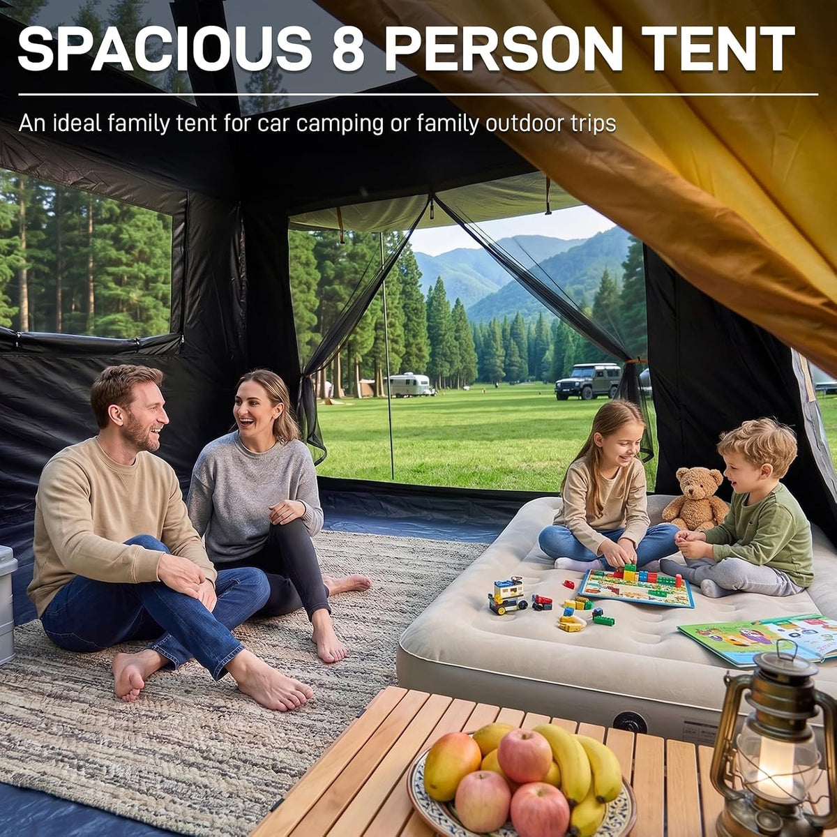 EVER ADVANCED 8/10 Person Camping Blackout Design Tent