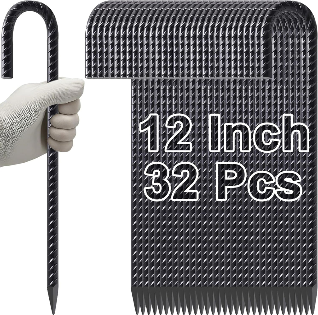 VVOKGO Rebar-Stakes-12-Inch J Hook Galvanized Garden Tent Stakes Heavy Duty