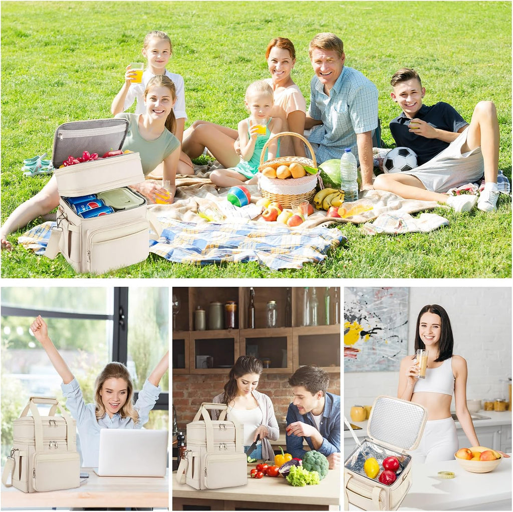 holuxer Lunch Bag for Women - Expandable Double Deck Lunch Box
