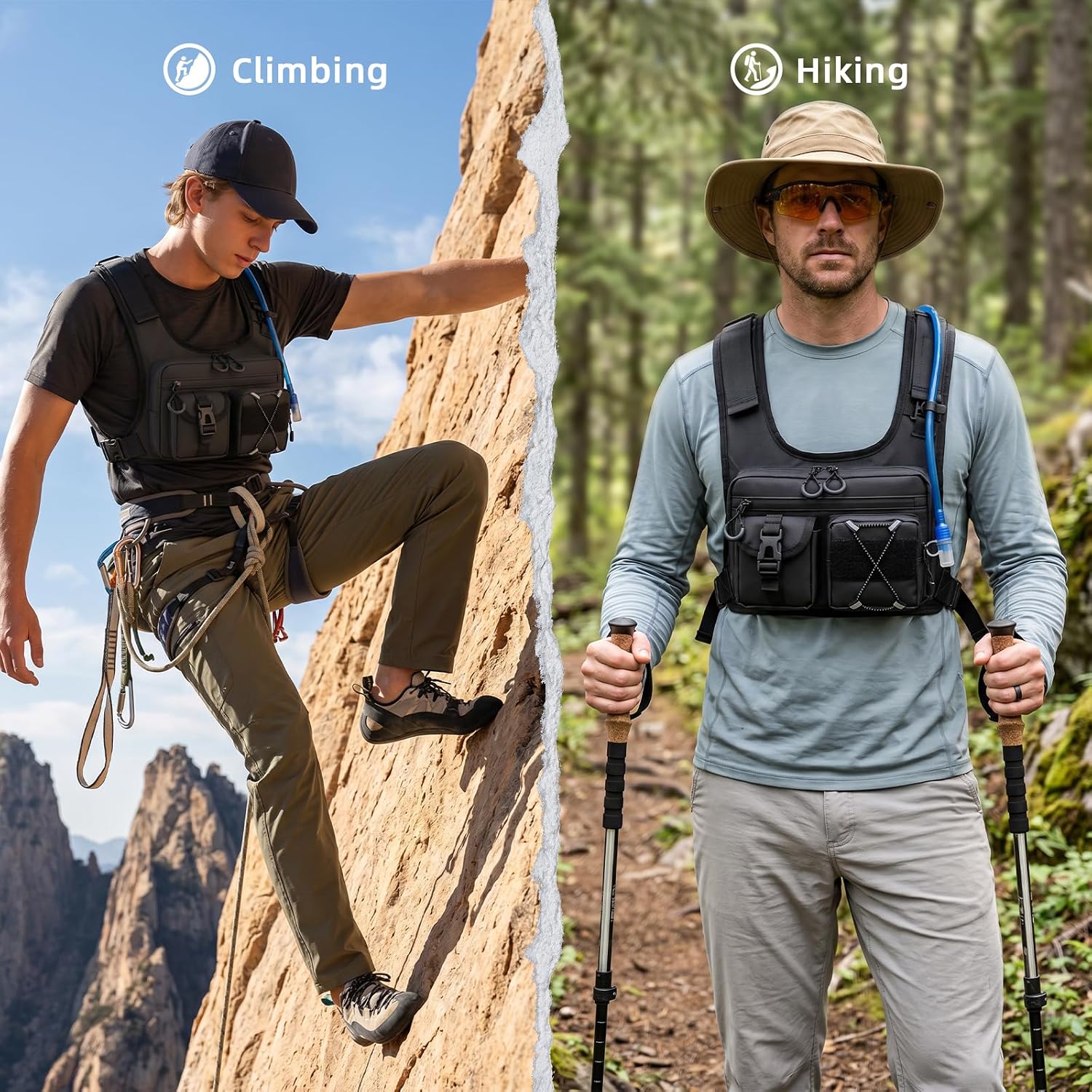 Criuage USA Patent Running Hydration Vest Backpack, Lightweight Chest Pack with 2.0L Water Bladder Bag Daypack for Hiking Running Cycling Race Marathon for Women Men