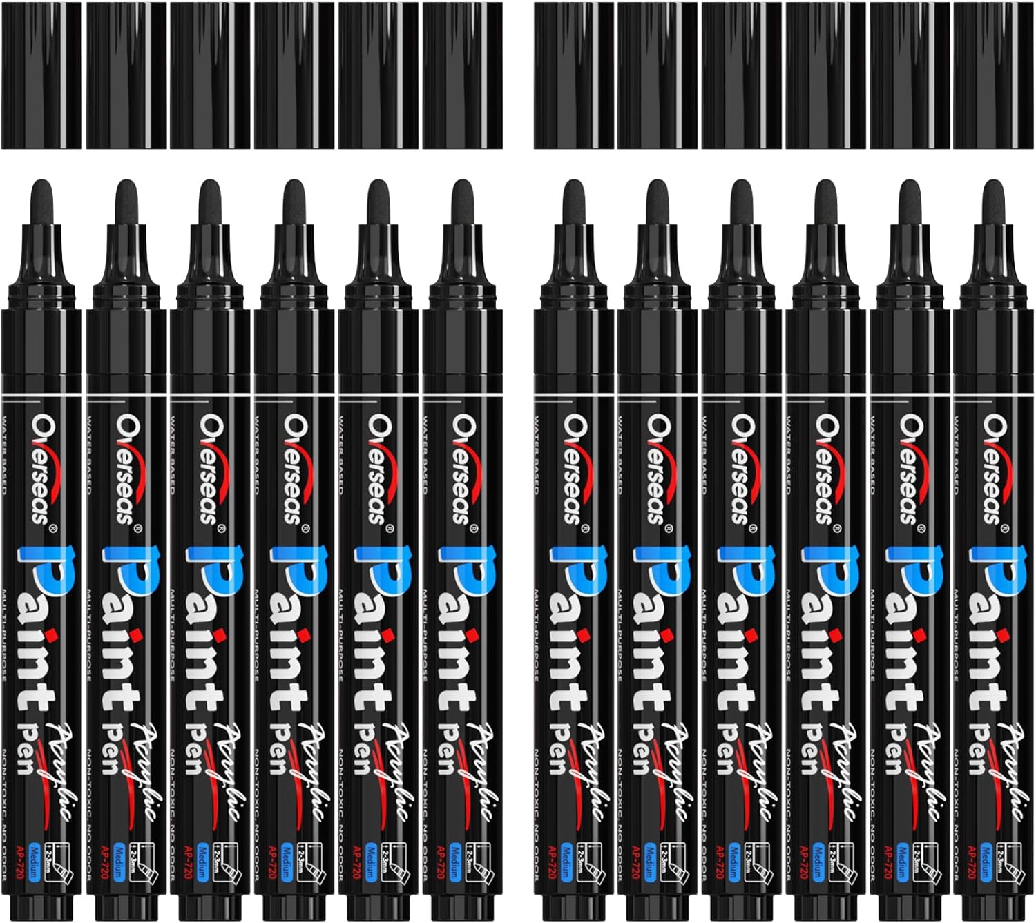 Overseas 12 Pack Gold Acrylic Paint Pens Permanent Markers, Medium Tip