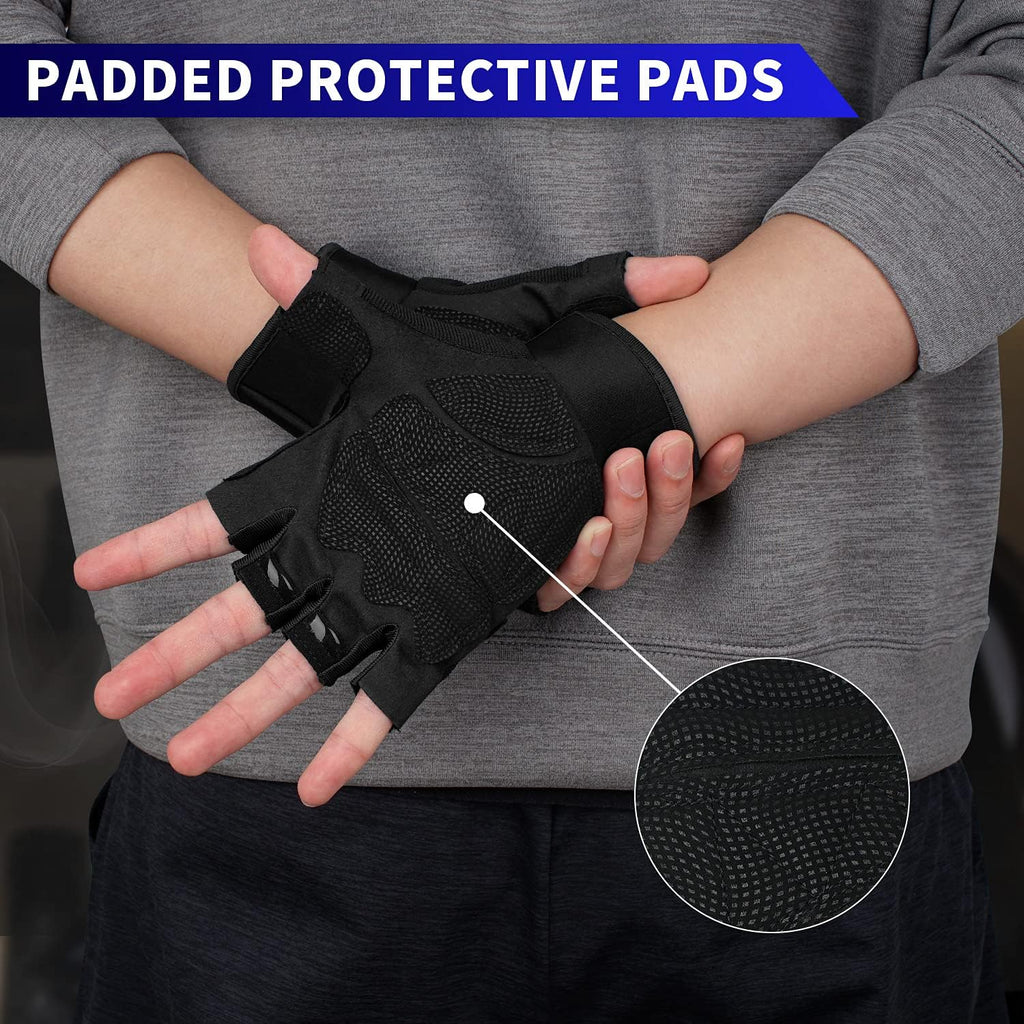 FIORETTO Fingerless Gloves for Men, Breathable Grip Palm Gloves for Motorcycle Riding, Driving, Cycling, Exercise, Workout, Climbing, Hiking and Outdoor Activities M210603