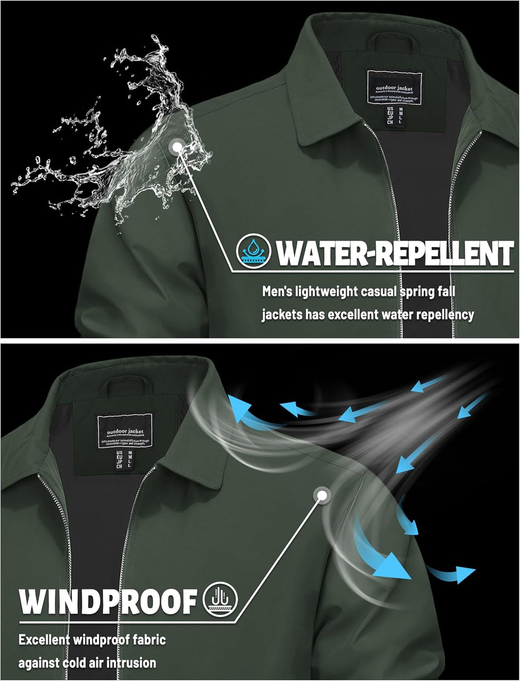 TACVASEN Men's Lightweight Jacket Fall Water-repellent Windbreaker Jackets