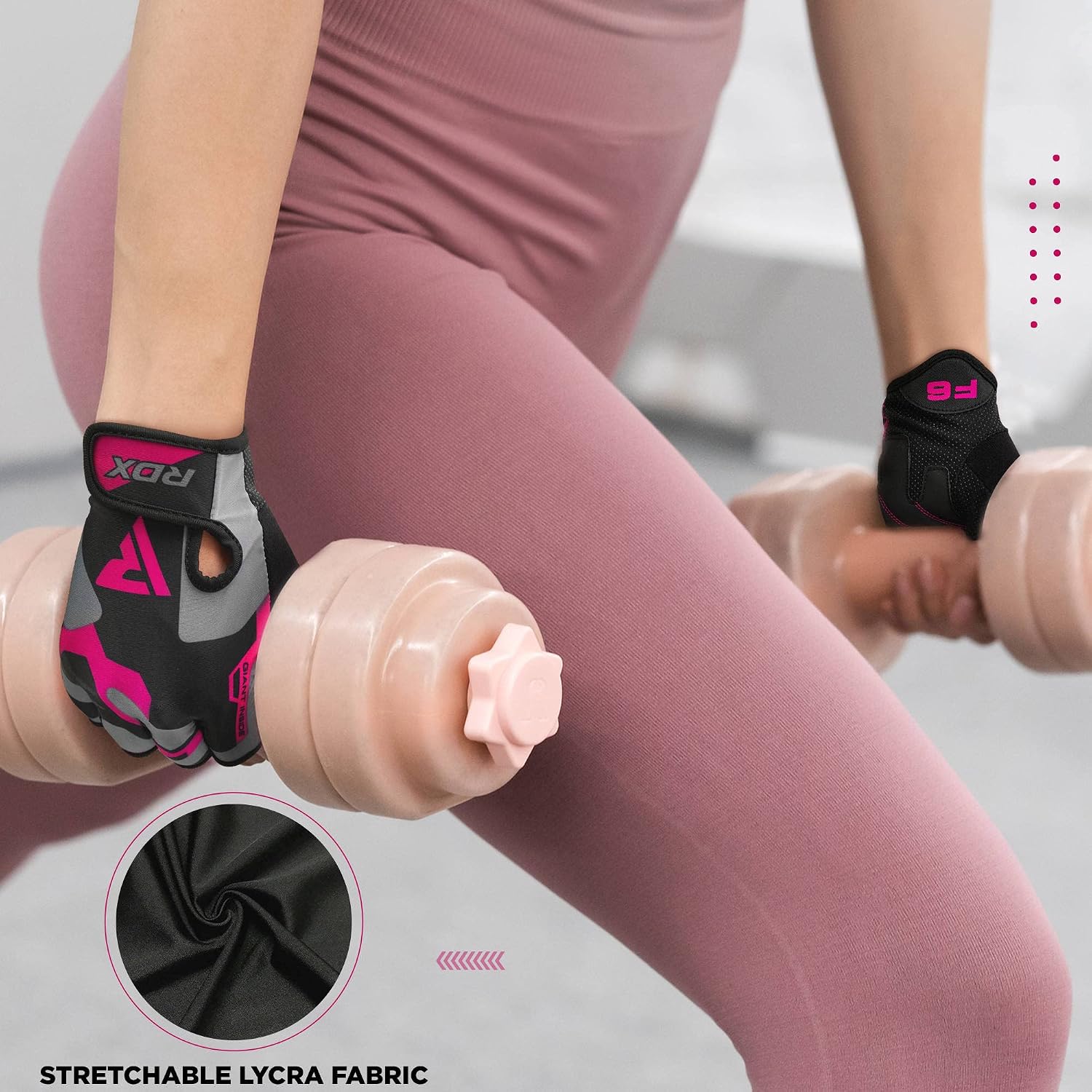 RDX Weight Lifting Gloves Gym Fitness Workout, Anti Slip Padded Palm Elasticated Strength Training Equipment Men Women Half Finger Exercise Bodybuilding Calisthenics Cycling Rowing Climbing