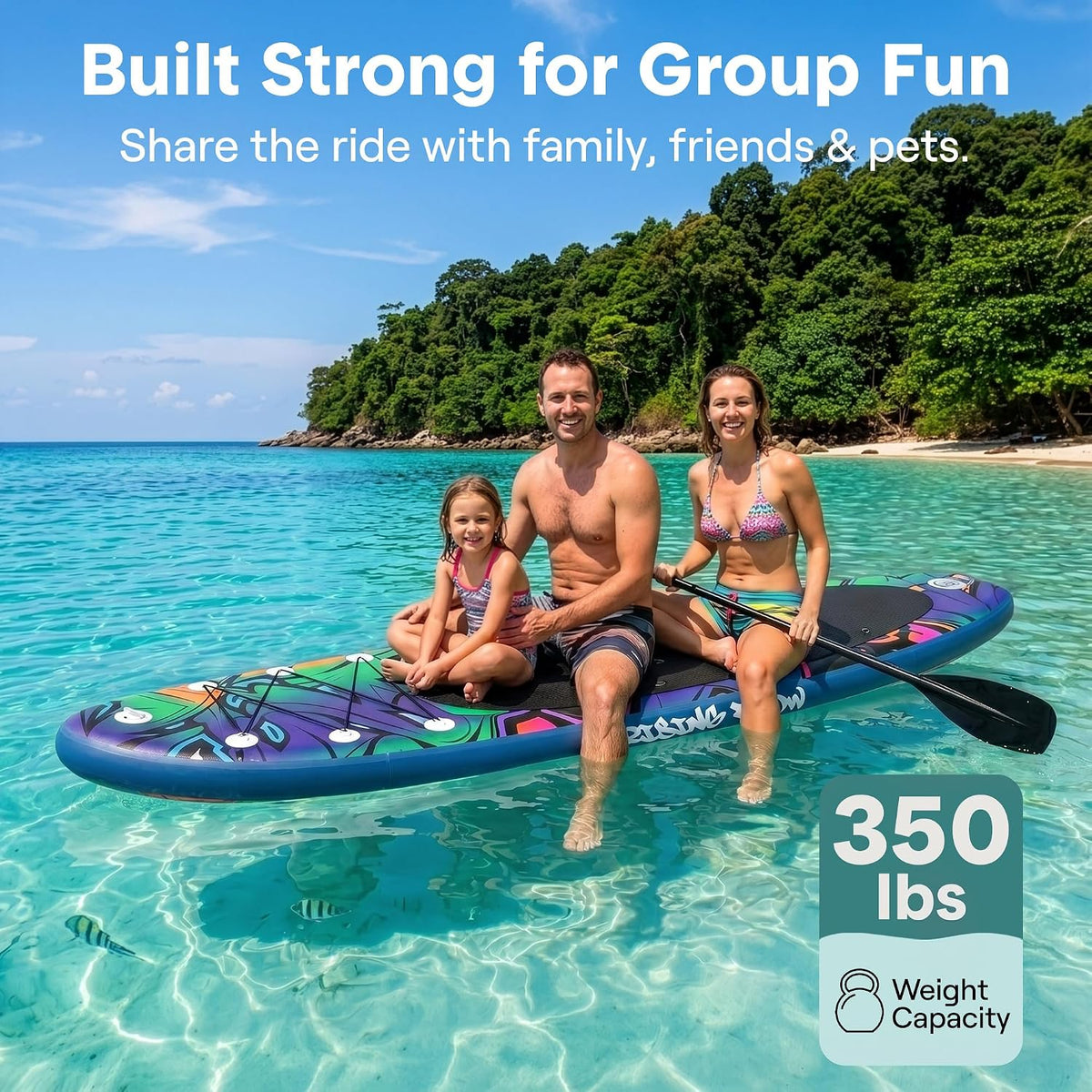SereneLife 10’6” Inflatable Stand Up Paddle Board with Premium SUP Accessories - 32” Wide Stable Design with Non-Slip EVA Deck Pad, for Youth and Adults, 350 lbs. Capacity