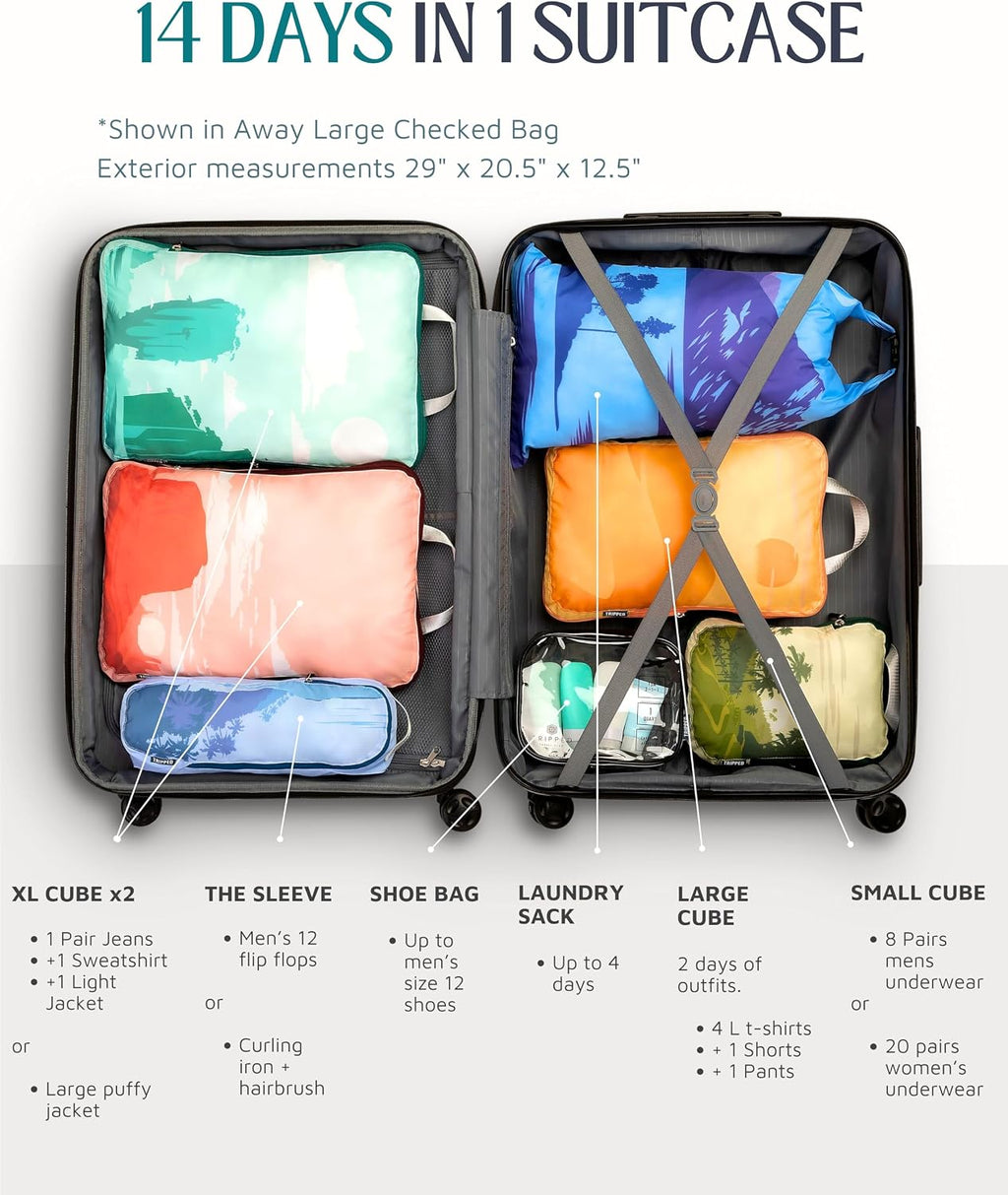 TRIPPED Travel Gear Large Compression Packing Cubes 7-Piece Set for Travel