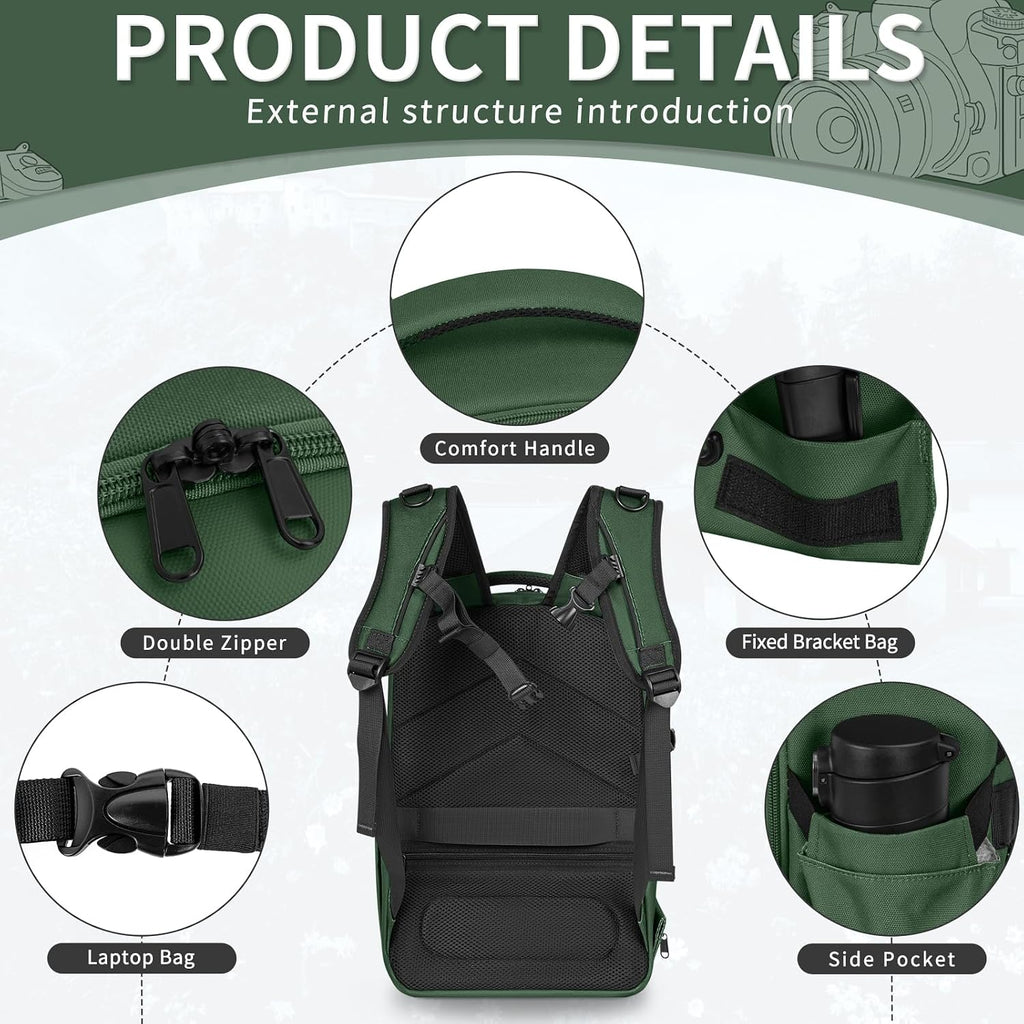 TORIBIO Large Hardshell Camera Backpack DSLR/SLR/Mirrorless Photography Bag