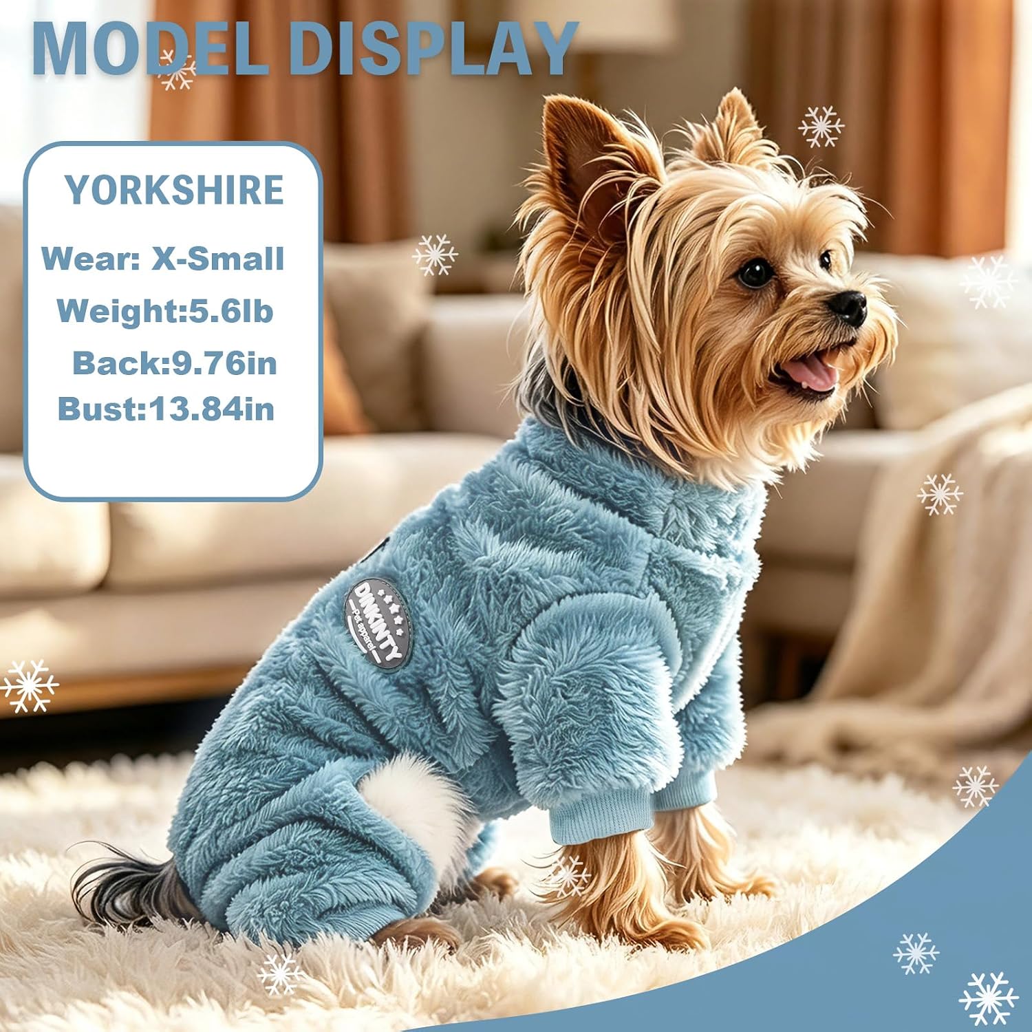 Fleece Dog Pajamas Winter Warm Dog Sweater for Small Dogs Thermal Soft Puppy Pjs Coat Stretchy Jumpsuit Doggie Pet Clothes Outfits Cat Apparel (Steel Blue, X-Small)