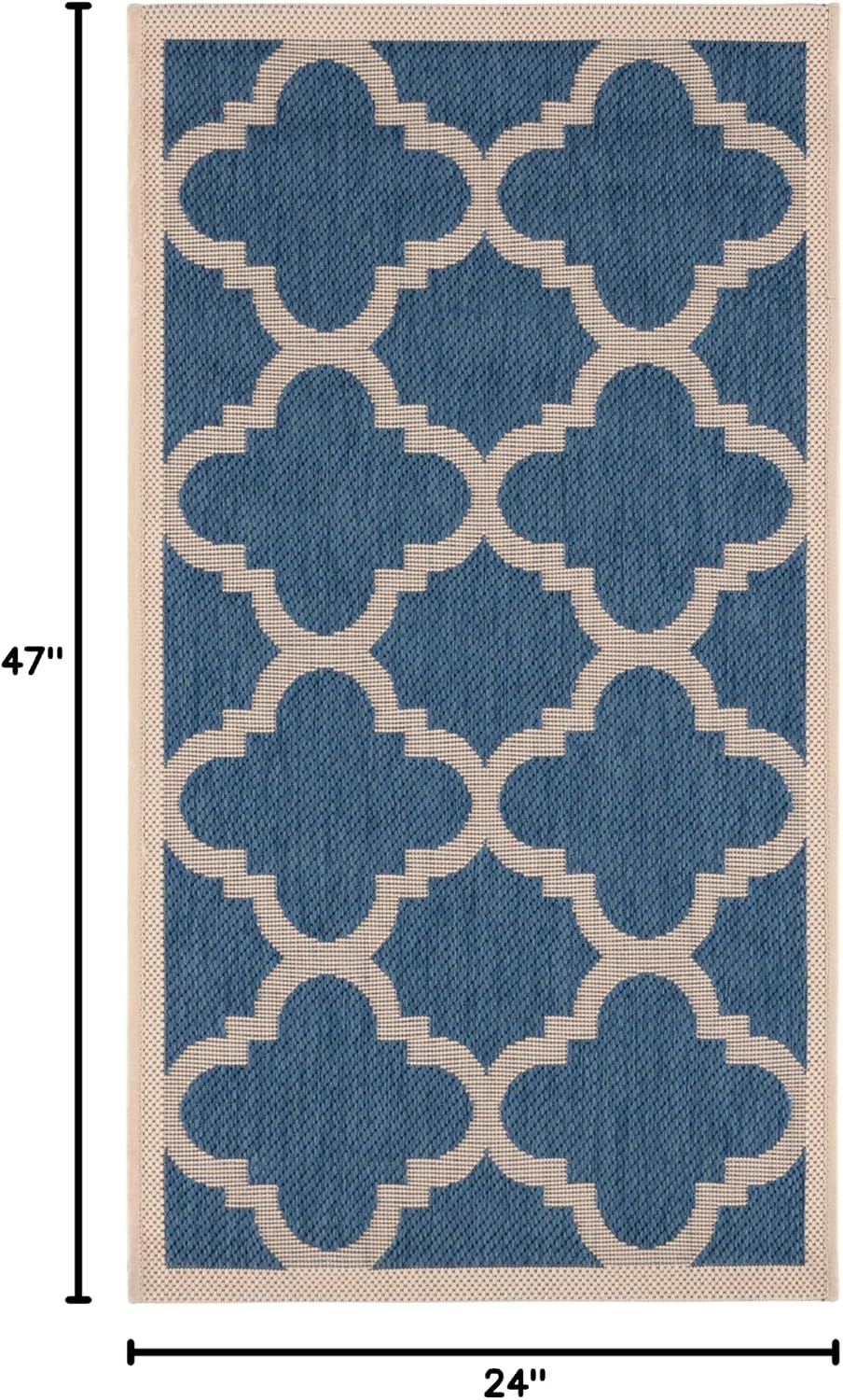 SAFAVIEH Washable Rug Outdoor Courtyard Collection - 2' x 3'7", Blue & Beige, Non-Shedding & Easy Cleaning, Ideal for Patio, Front Door, Entryway, Doormat (CY6243-243)