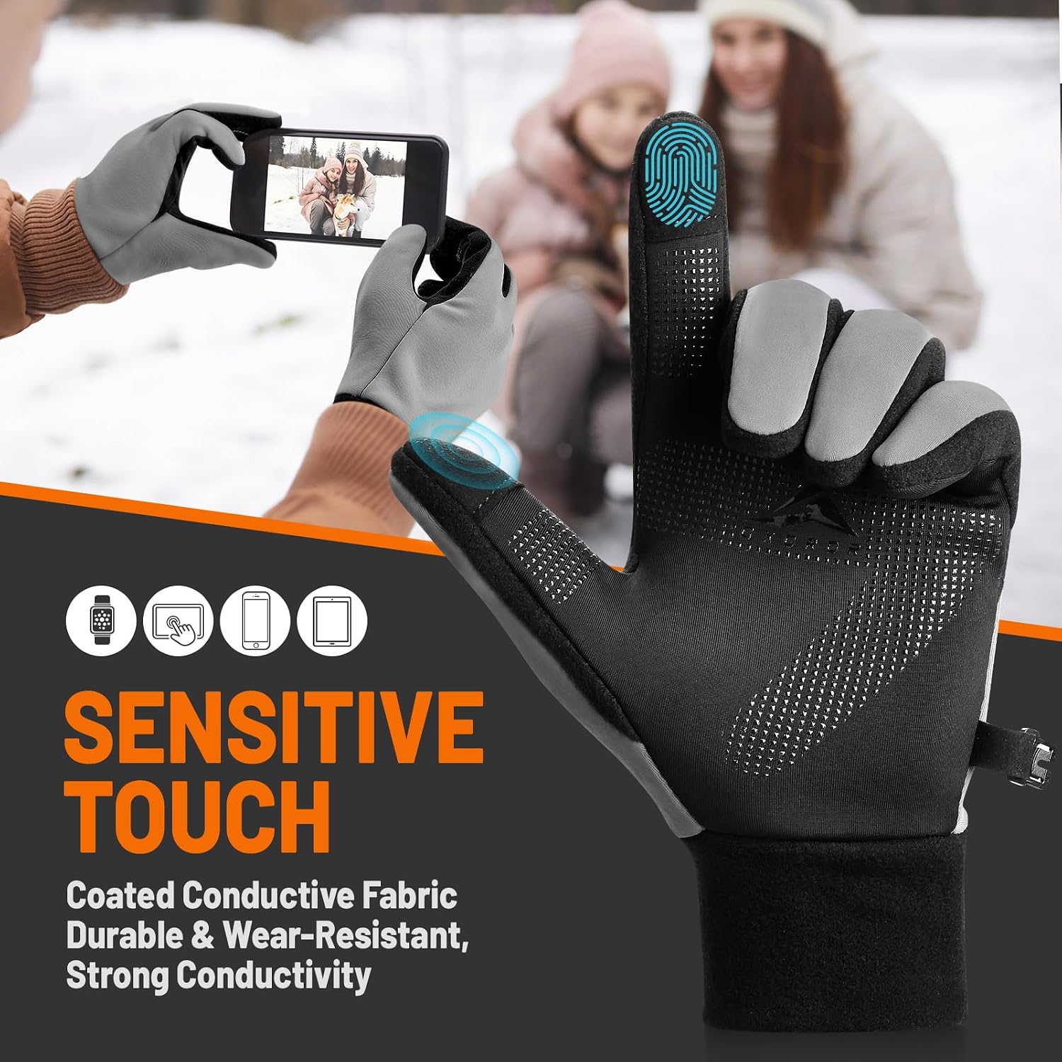 GXCROR Winter Gloves with Windproof & 3M Thermal Insulation, Touchscreen & Anti-Slip, Ideal for Running, Cycling, Hiking, Driving, and Outdoor Activities