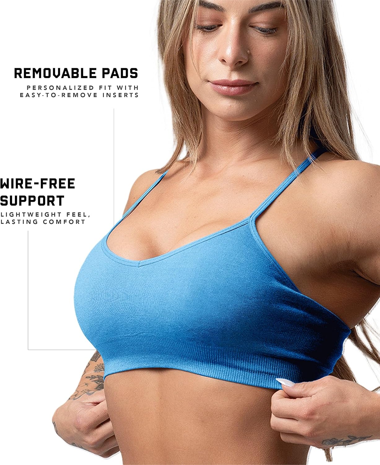 Gymreapers Seamless Sports Bra for Women - Wireless Compression Padded Supportive Bras for Gym, Yoga, & Fitness