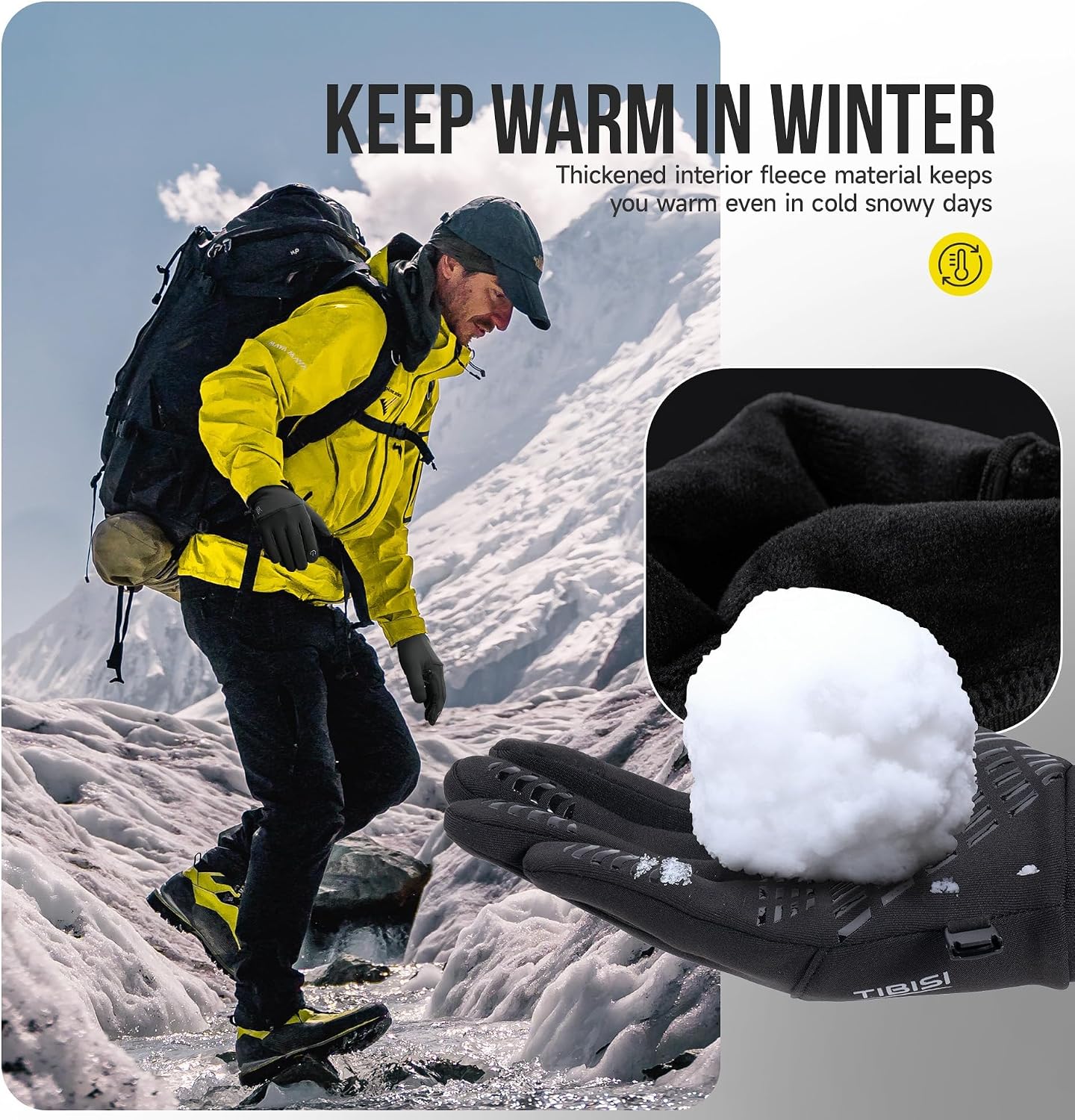 PULIOU Winter Waterproof Thermal Gloves for Men Women, Cold Weather Windproof Ski Snow Gloves with Touchscreen Fingers for Running Cycling Hiking Driving