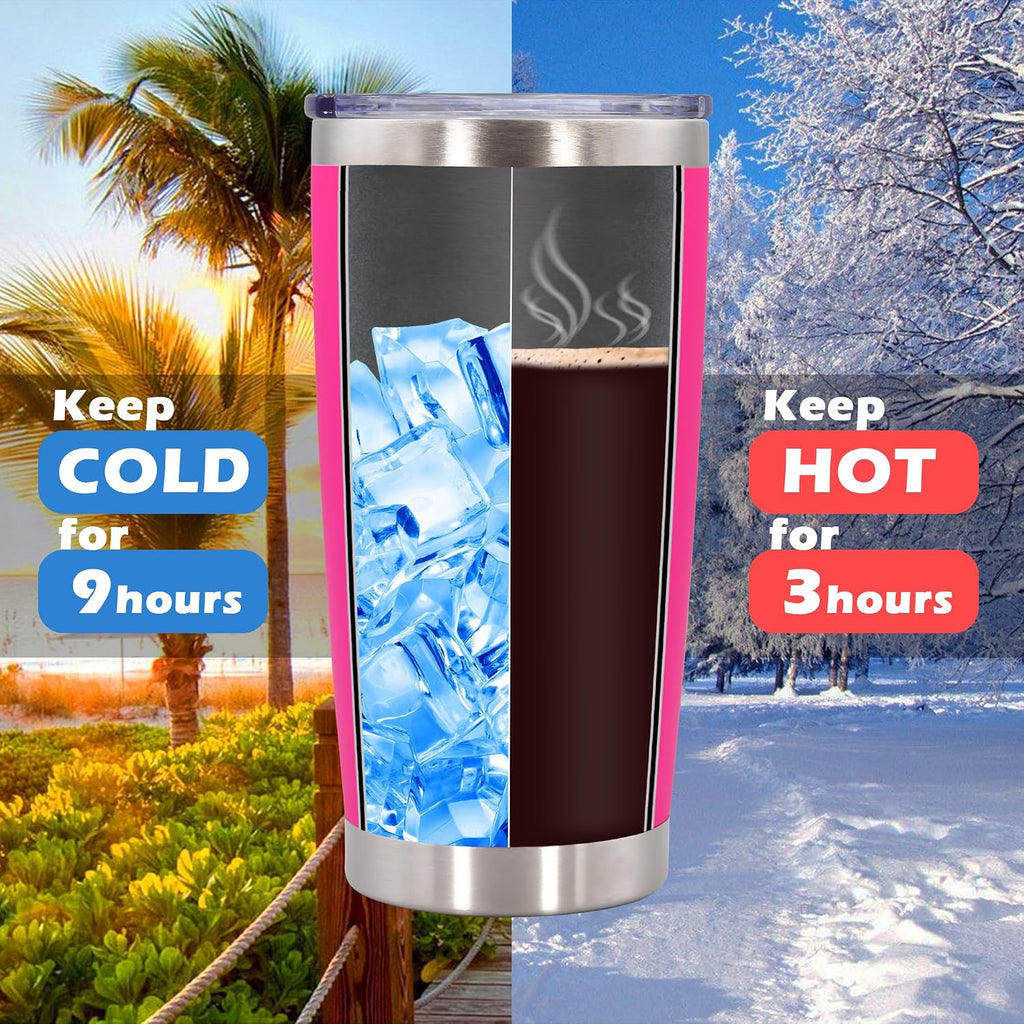 20oz Tumbler with Lid Stainless Steel Tumblers Insulated Mug Hot Pink 12P