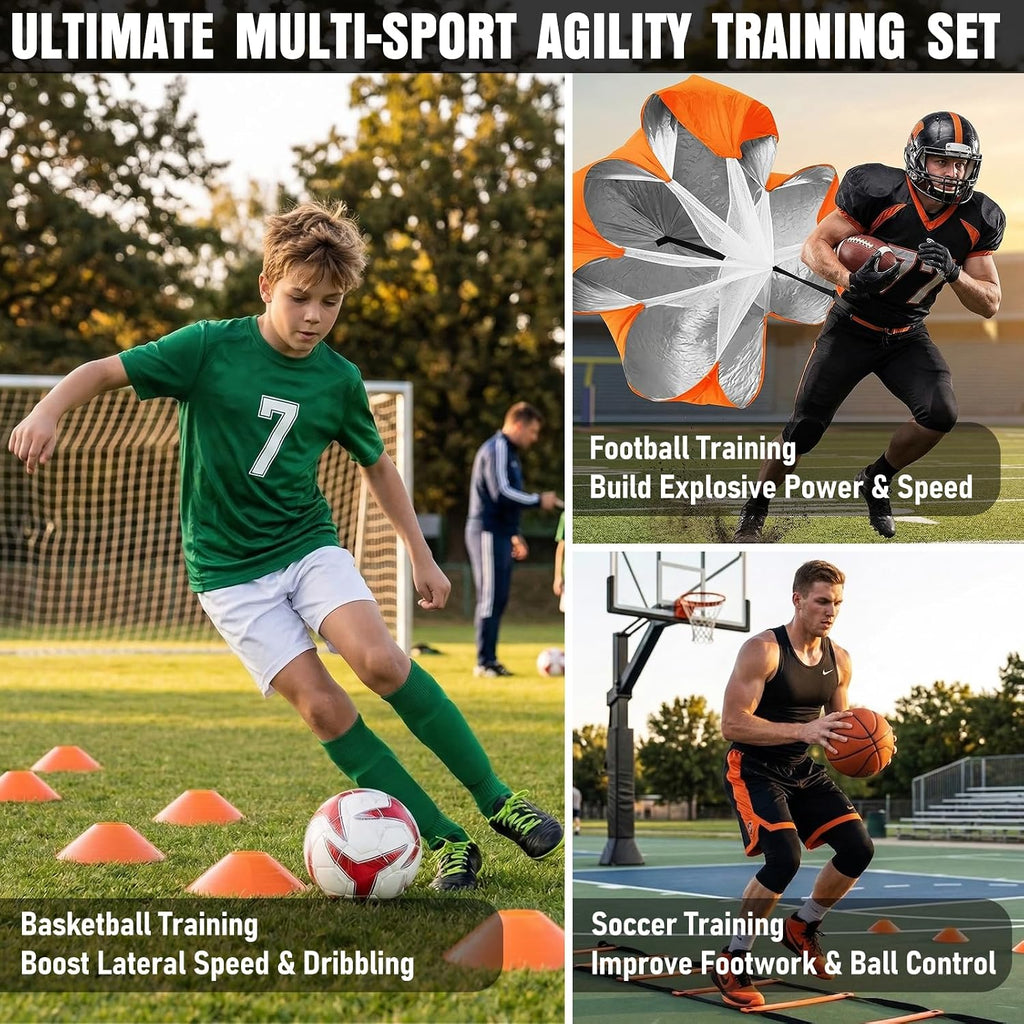 Agility Ladder, Agility Speed Training Equipment Set, 20ft Speed Ladder