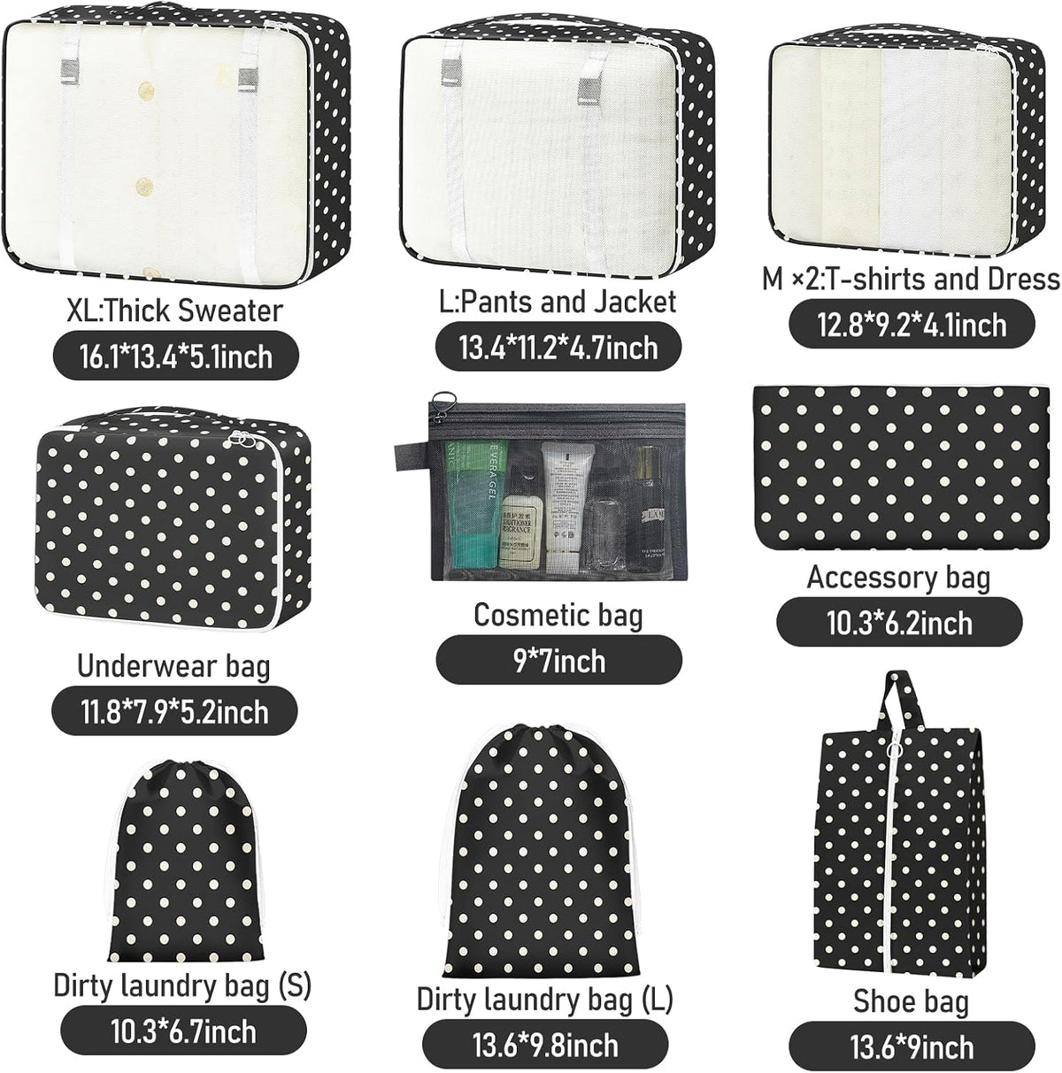 Packing Cubes for Travel 10 Set Luggage Organizer Bags