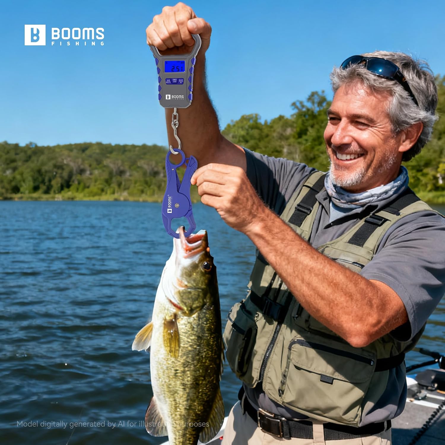 Booms Fishing Digital Fish Scale with Lip Gripper, 65lb Capacity, XW50