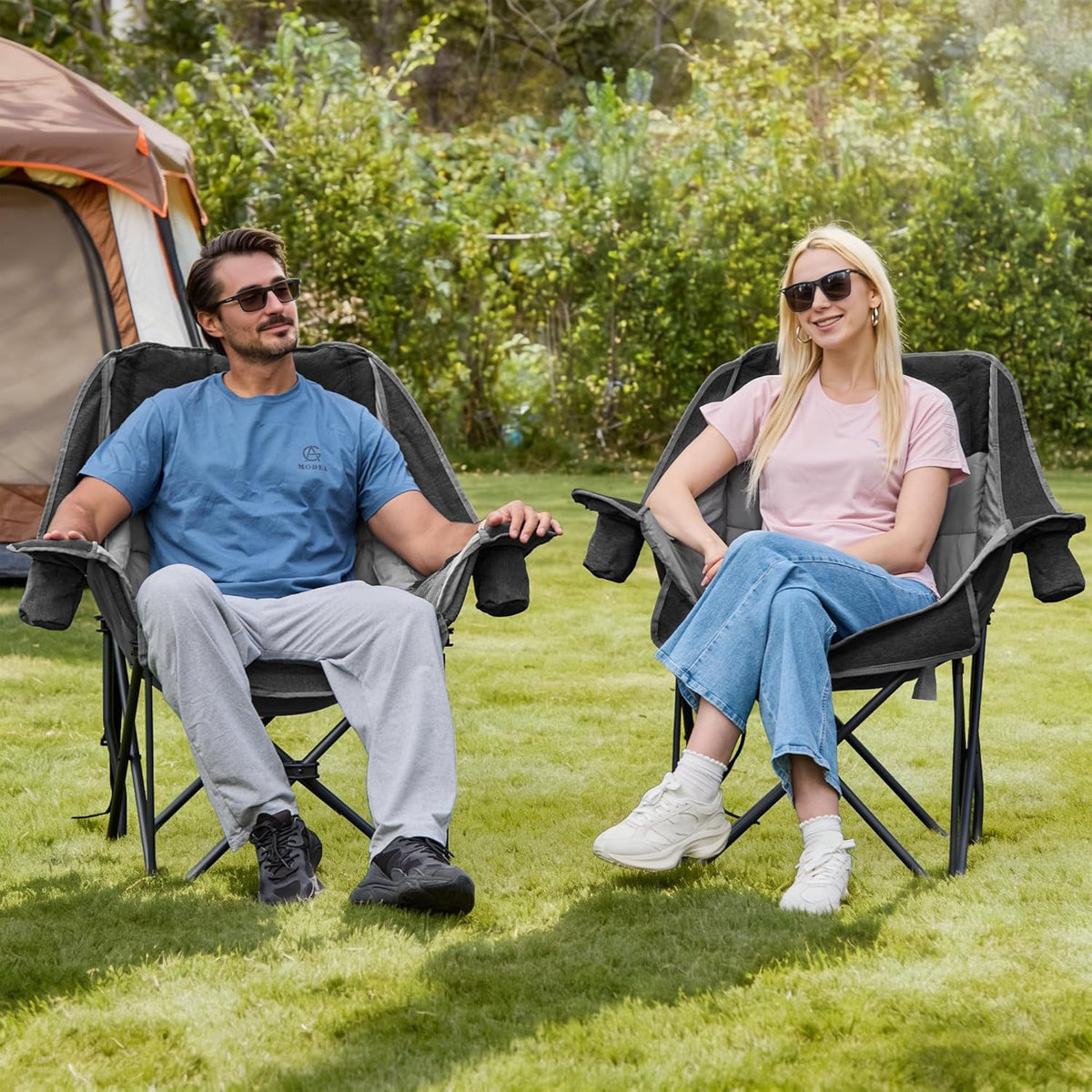Oversized Camping Chairs with Cup Holder 500LBS, Black
