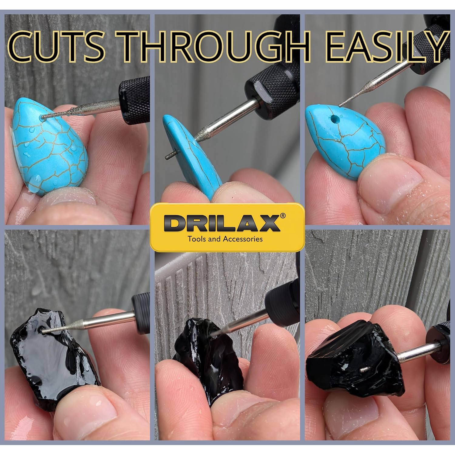 Drilax 30-Pc Diamond Drill Bits for Stone, Glass, Dremel, 1-3mm, 1/8" Shank