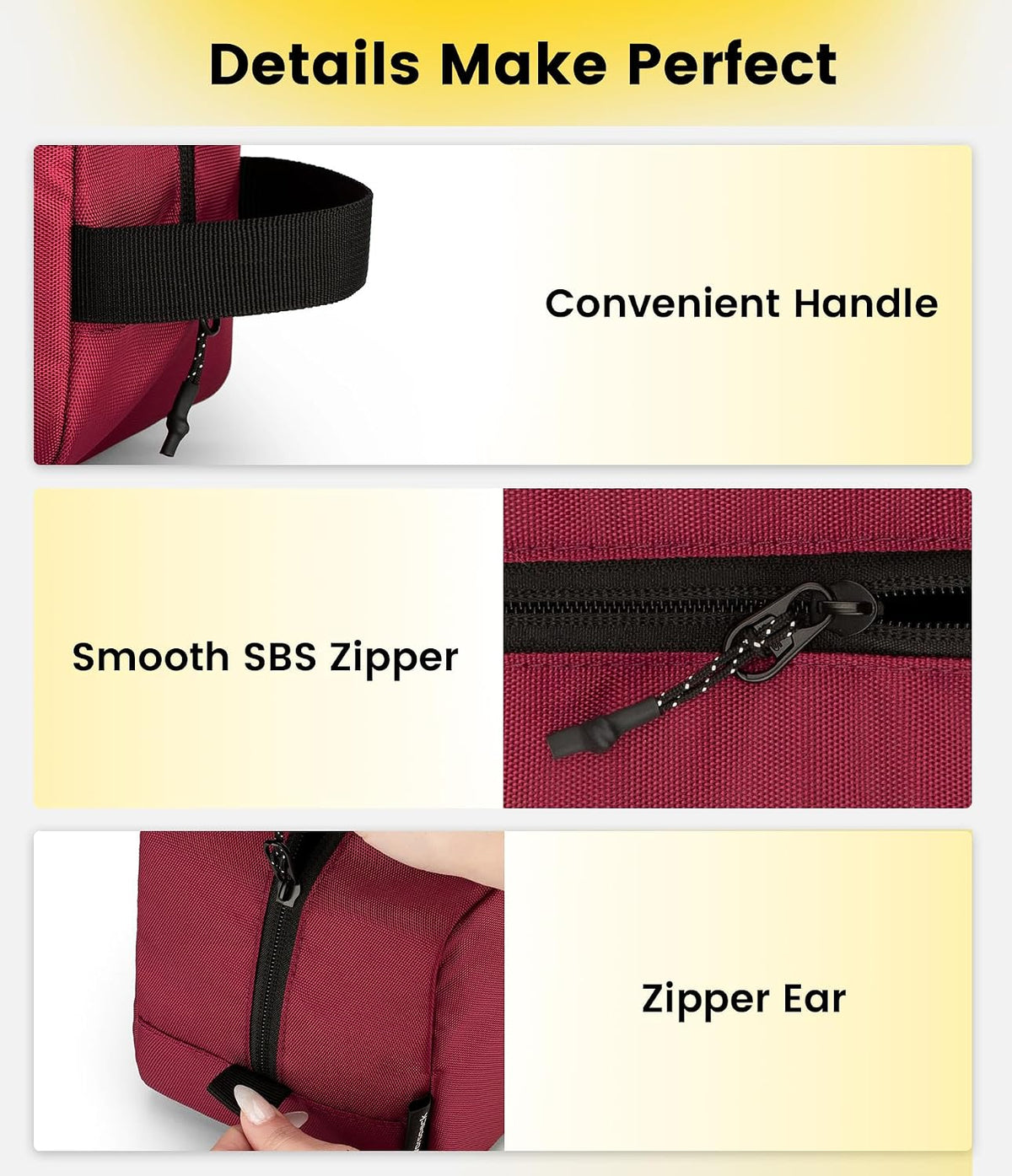 Vorspack Travel Toiletry Bag for Men - Hanging Toiletries Bag Water Resistant Travel Bag for Toiletries Accessories - Maroon