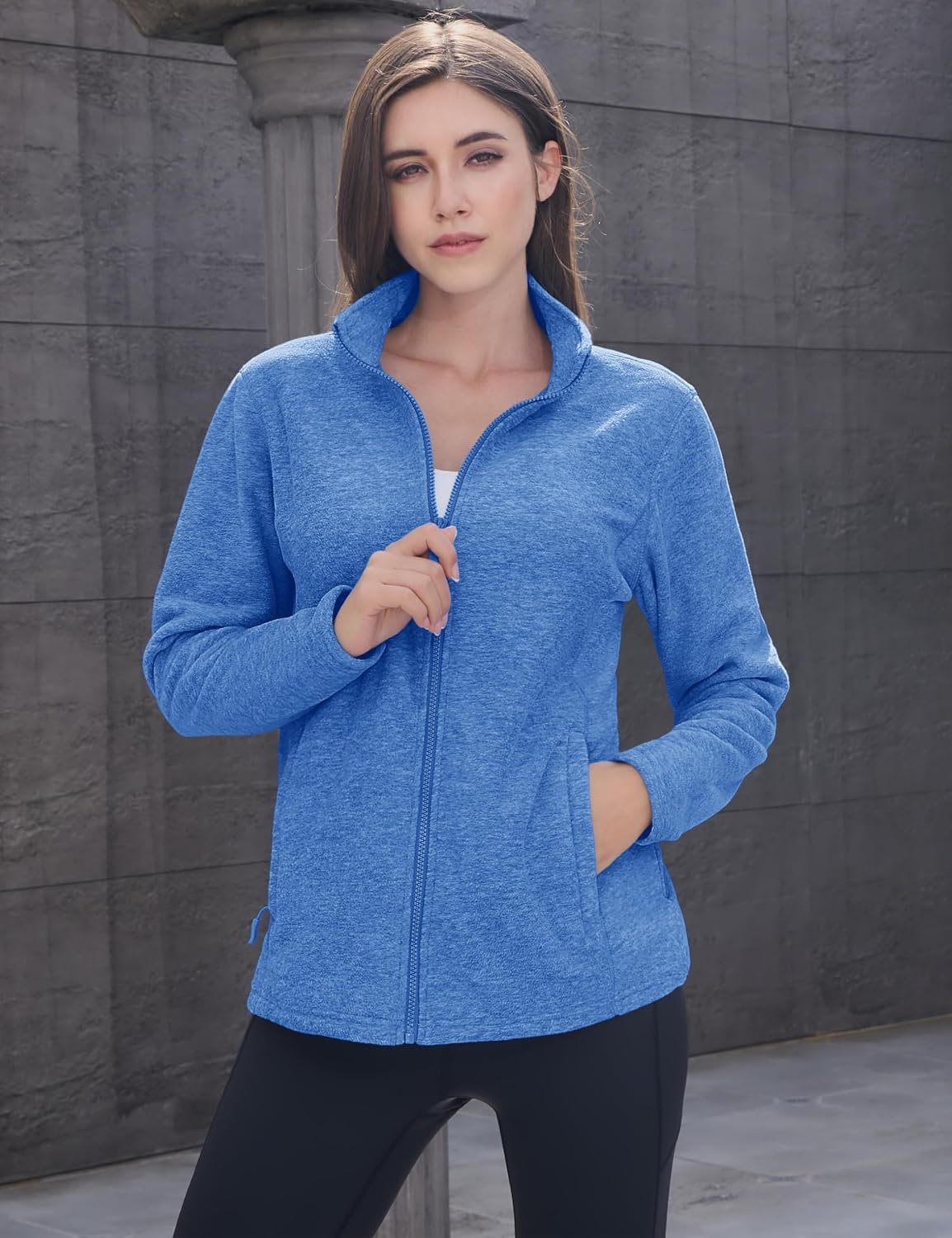 MAGCOMSEN Womens Fleece Zip Up Jacket with Pockets Lightweight Soft Coat