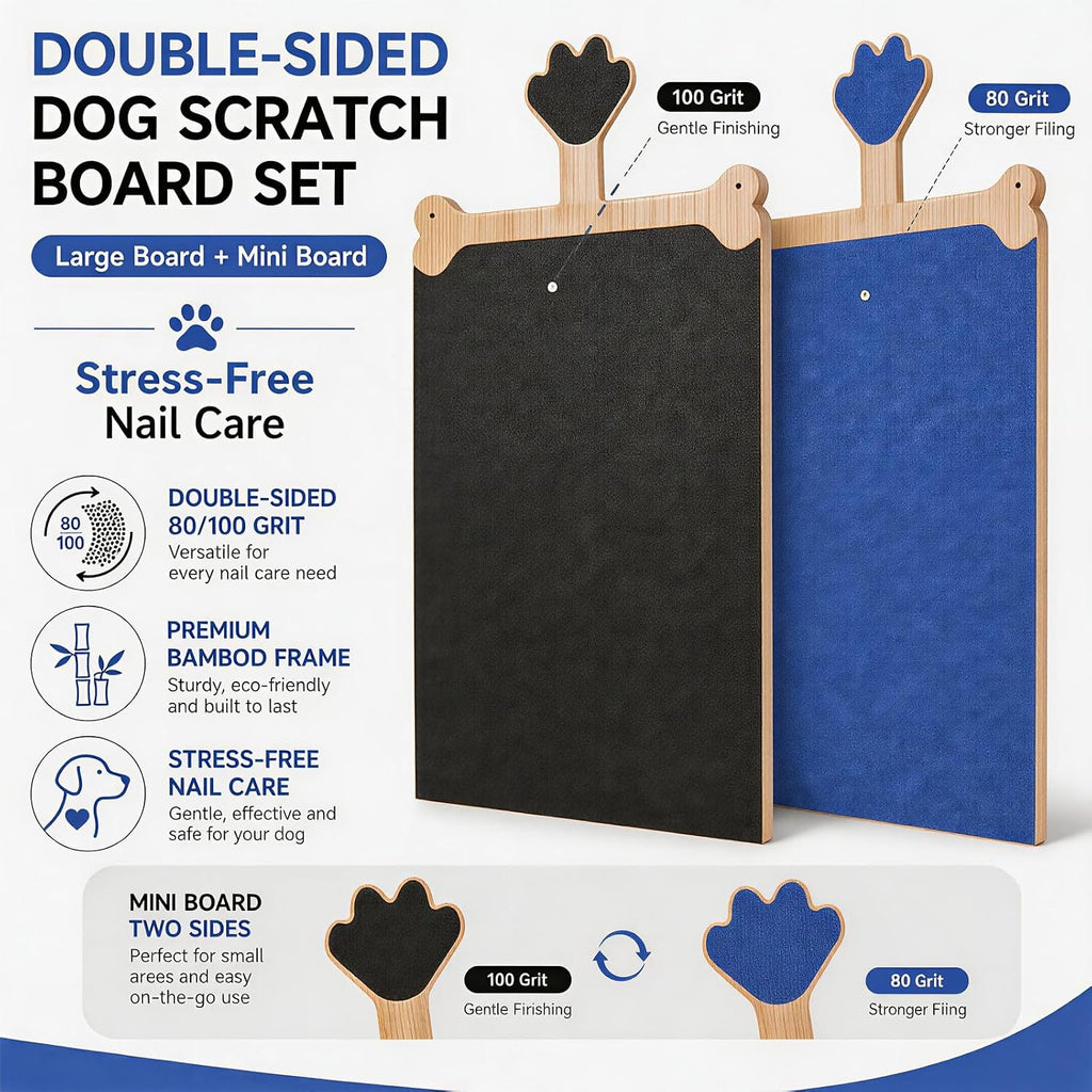 Double-Sided Dog Scratch Board Set with Mini Nail File