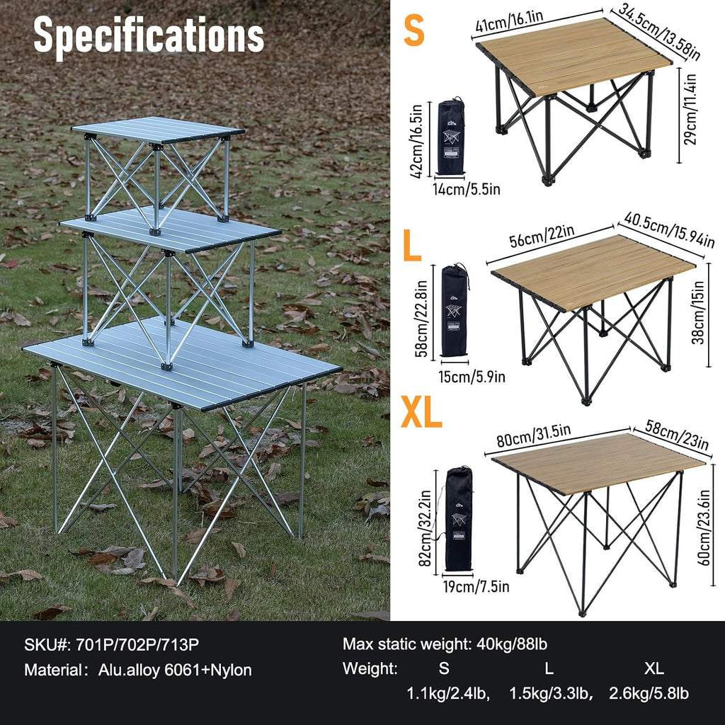 iClimb Ultralight Compact Camping Folding Table (Reinforced Nature - L)