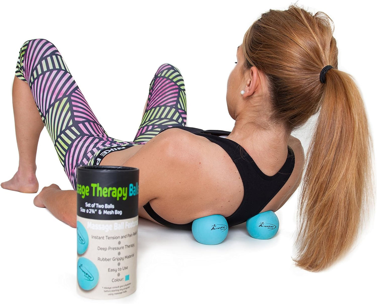 Therapy Massage Ball - Instant Muscle Pain Relief. Proven Effective for Myofascial Release, Deep Tissue Pressure, Yoga & Trigger Point Treatments. Set - 2 Extra Firm Balls W/Mesh Bag.