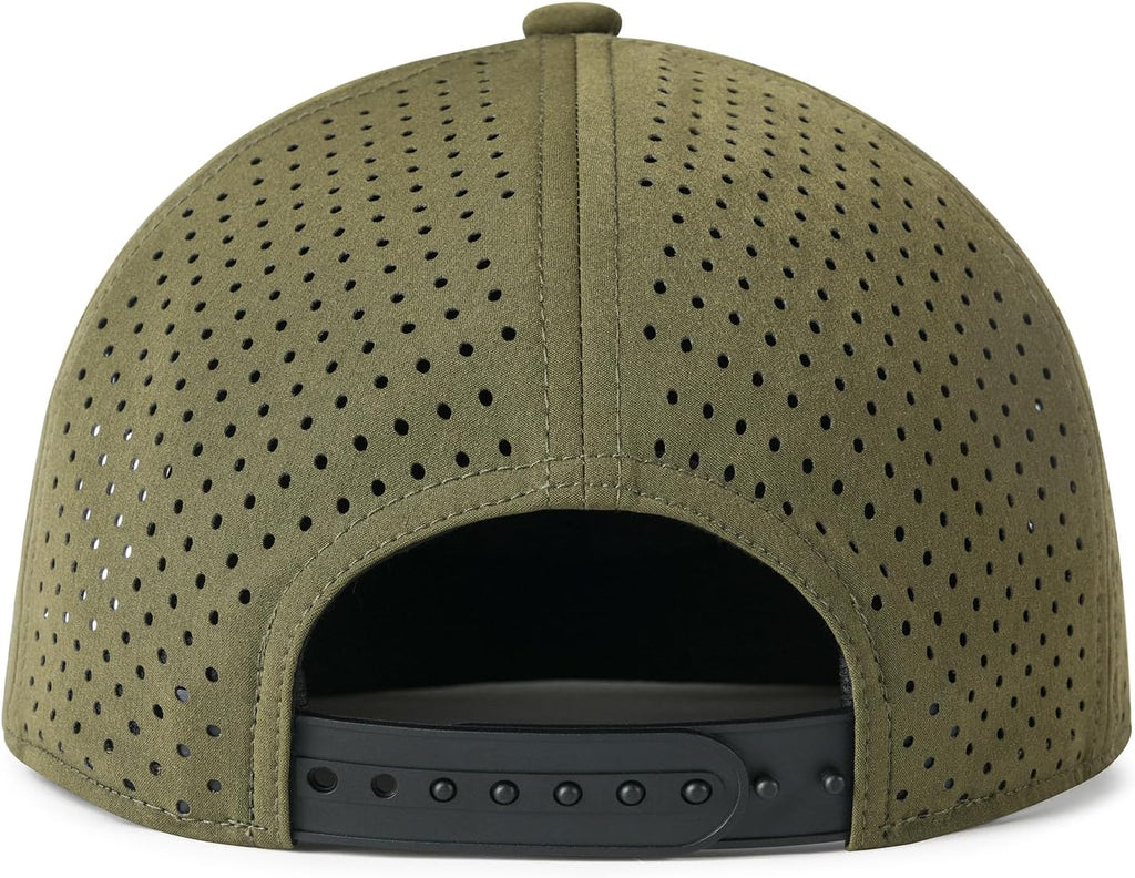FEINION Men Laser Mesh Flat Brim Snapback Baseball Cap