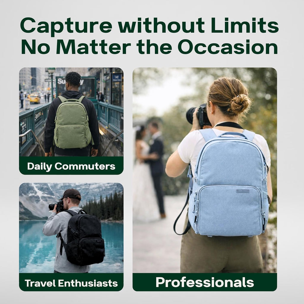 BREVITE Jumper Compact Camera Backpack 2026 Edition: A Minimalist & Travel-friendly Photography Backpack For DSLR Camera & Laptop w/Reinforced Straps & Stiffer Dividers (18L) (Poppy Seed Color)