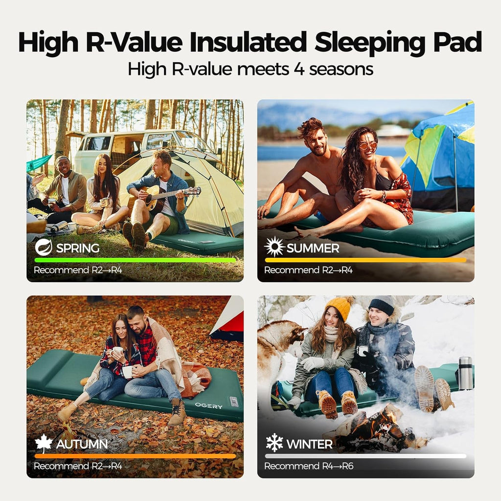 OGERY 3.15" Memory Foam Sleeping Pad, Self-Inflating with Electric Pump