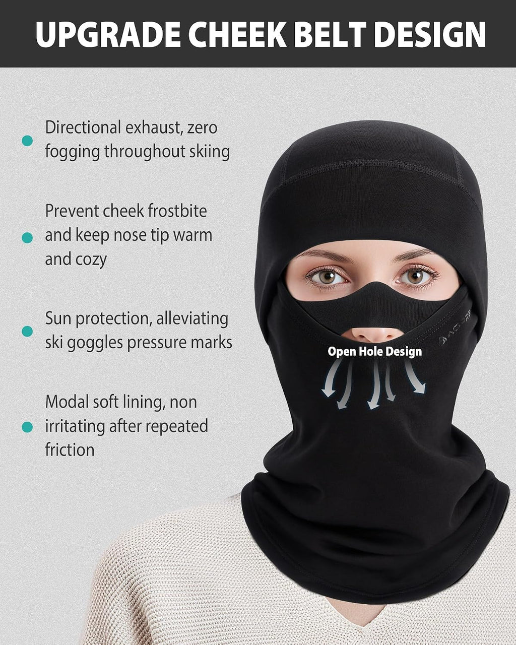 AOPREL Balaclava Ski Mask for Men & Women, Modal Wool Blend Soft Face Mask