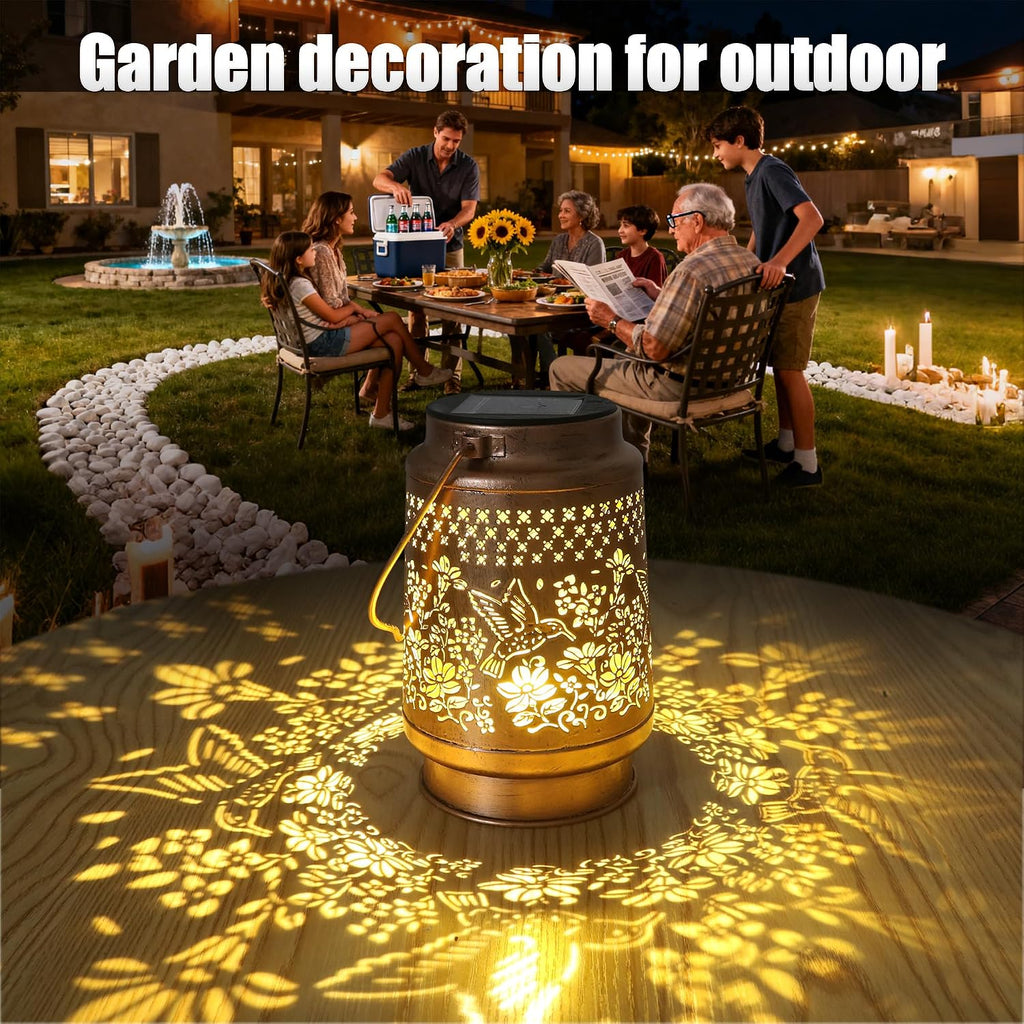 Hummingbird Solar Lantern - Outdoor Decorative Solar Lanterns for Garden, Patio, Backyard, and Porch - Waterproof Hanging Lantern for Outside - Perfect Gifts for Women