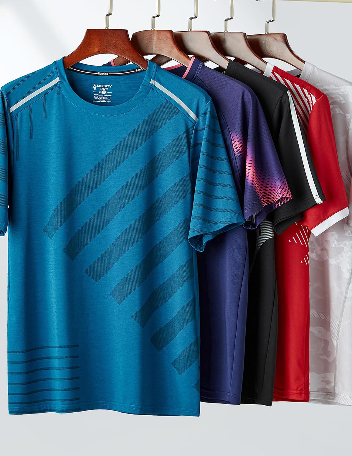5 Pack Men’s Active Quick Dry Crew Neck T Shirts | Athletic Running Gym Workout Short Sleeve Tee Tops Bulk