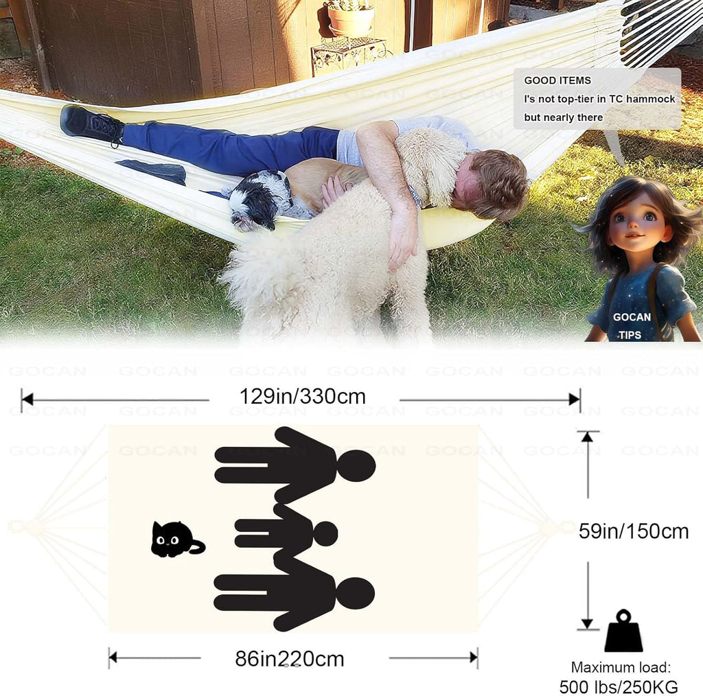 GOCAN Hammock 2 Person Large Outdoor Hammocks bedsize 220 x 150cm