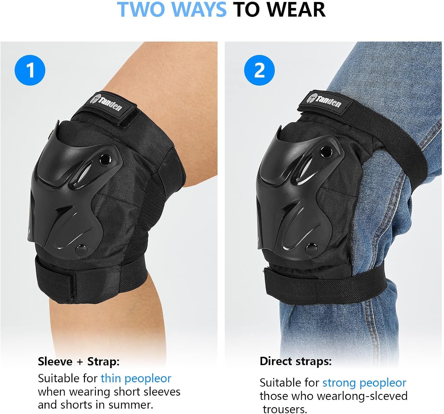 Tanden Skating Protective Gear Knee and Elbow Pads Wrist Guards for Roller Skating Skateboarding, Skate Pads Adult Knee Pads
