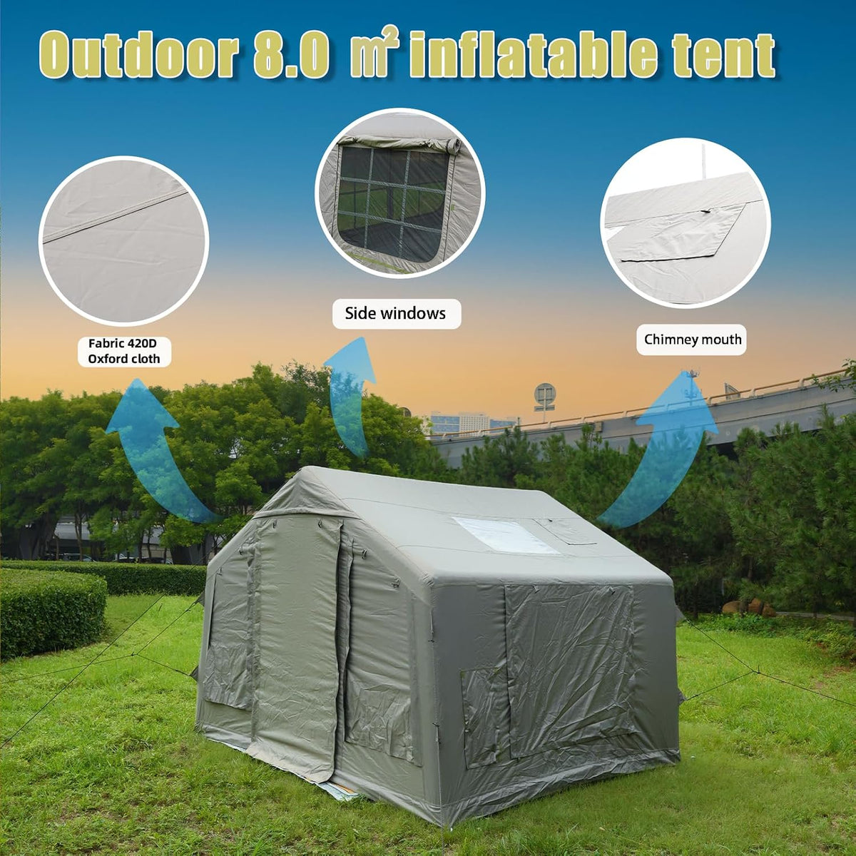 Inflatable Tent with Skylight & Stove Jack,Blow Up Tents, Hot Tent