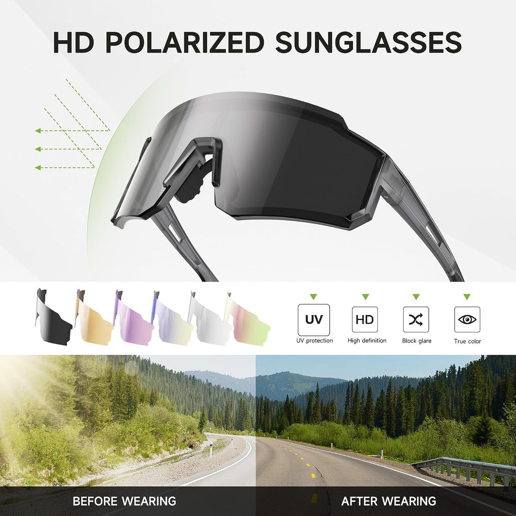 Sports Polarized Sunglasses Men Women for Running Baseball Hiking