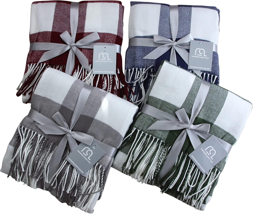 Blankets - Buffalo Plaid Throw Blanket - Decorative Classic Blanket - Comfortable and Ultra-Soft - Lightweight & Indoor Outdoor Blanket - Ideal for Living Room, Couch, Travelling Good for All Seasons