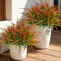 20 Pcs Artificial Plants Outdoor Fake Grass UV Resistant Faux Outdoor Plant, Artificial Greenery Stems Bushes Fake Plants for Spring Summer Fall Decor Fake Mums Fall Flowers Garden Home Decor, Red